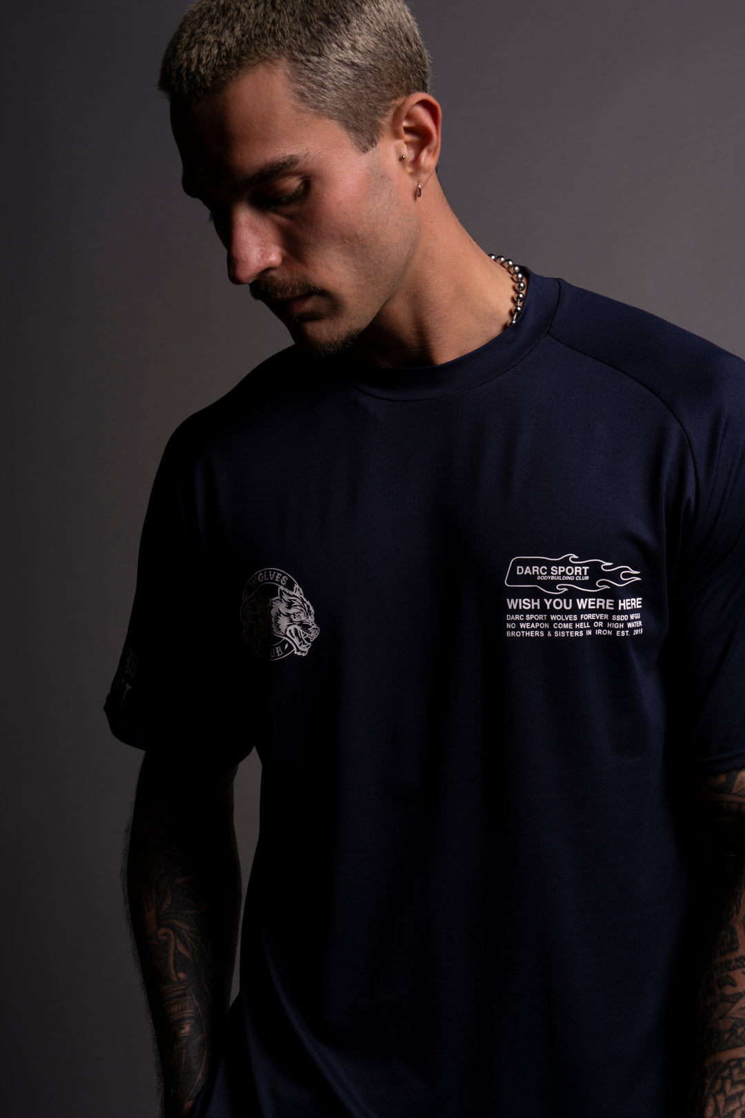 Established "Dry Wolf" Raglan Tee in Navy