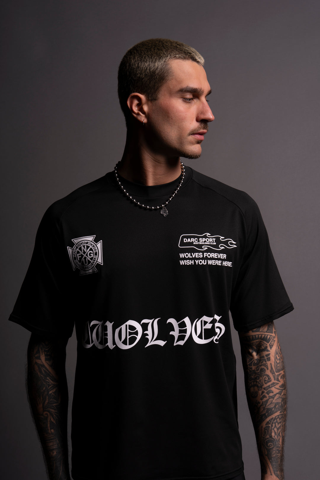 Forged "Dry Wolf" Raglan Tee in Black