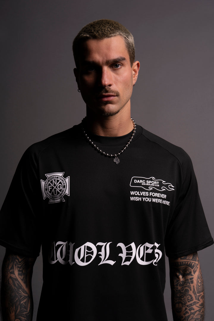 Forged "Dry Wolf" Raglan Tee in Black