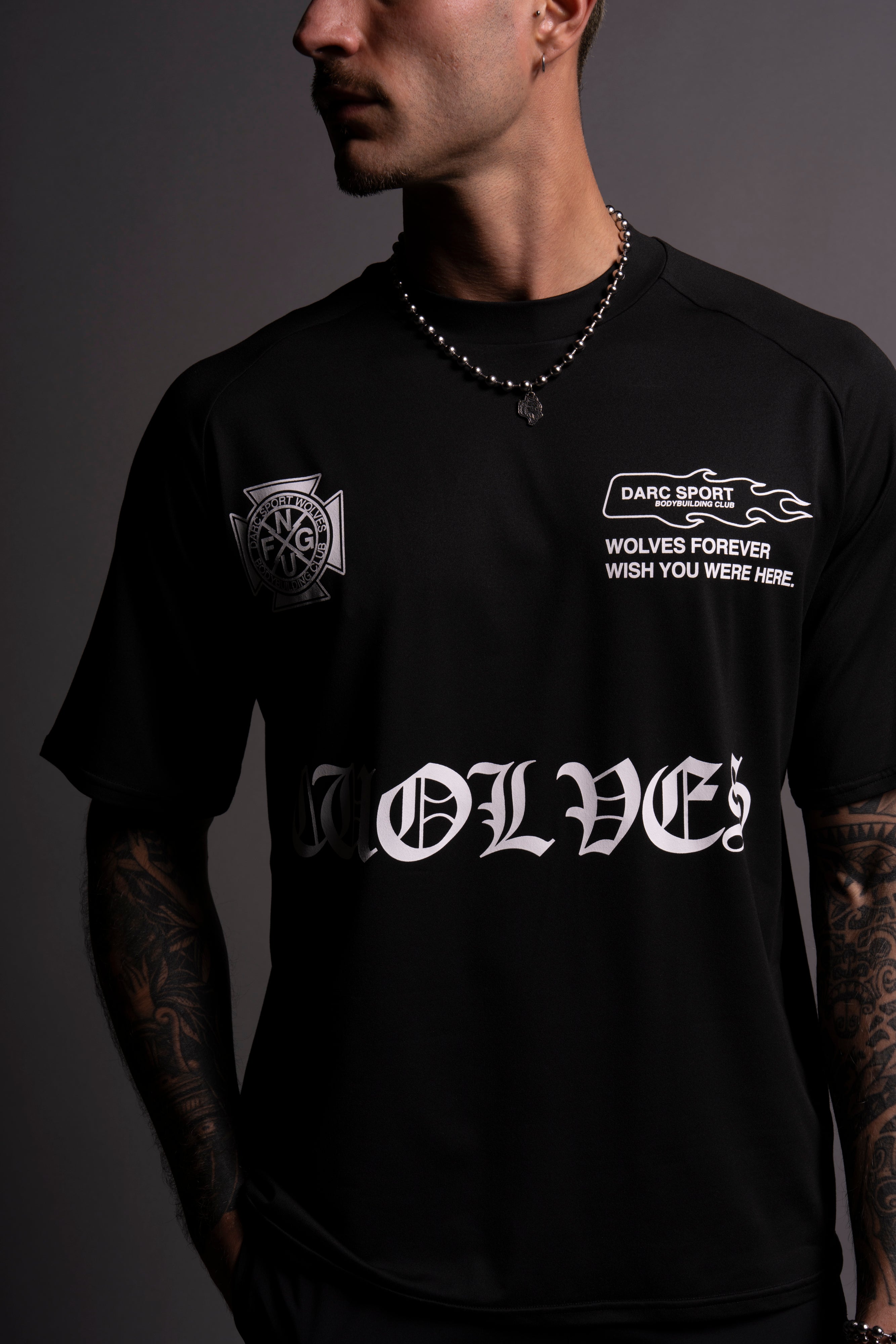 Forged "Dry Wolf" Raglan Tee in Black