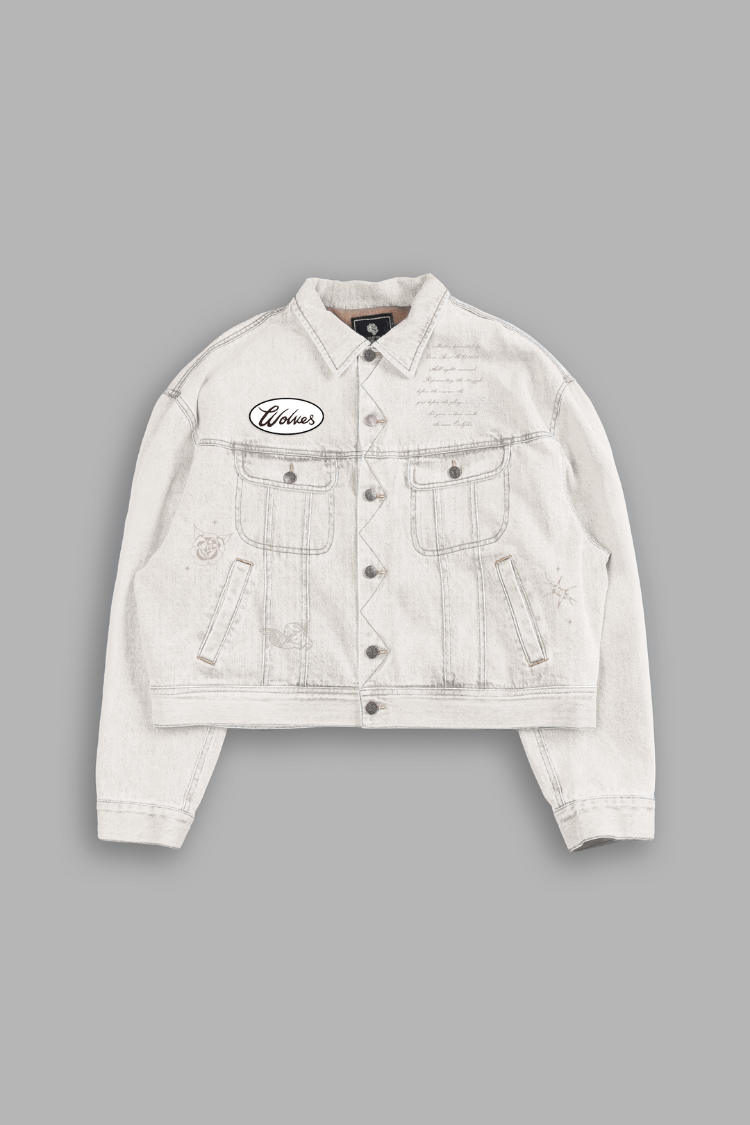 Mickey Flash Cropped American Denim Jacket in Bone