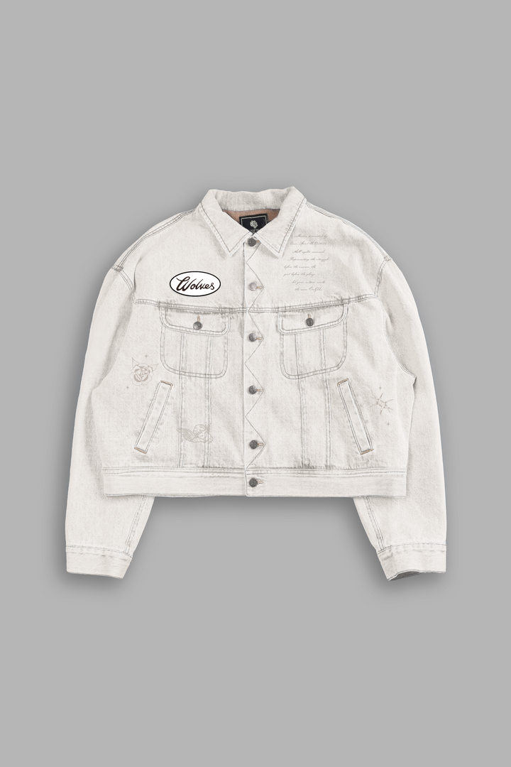 Mickey Flash Cropped American Denim Jacket in Bone