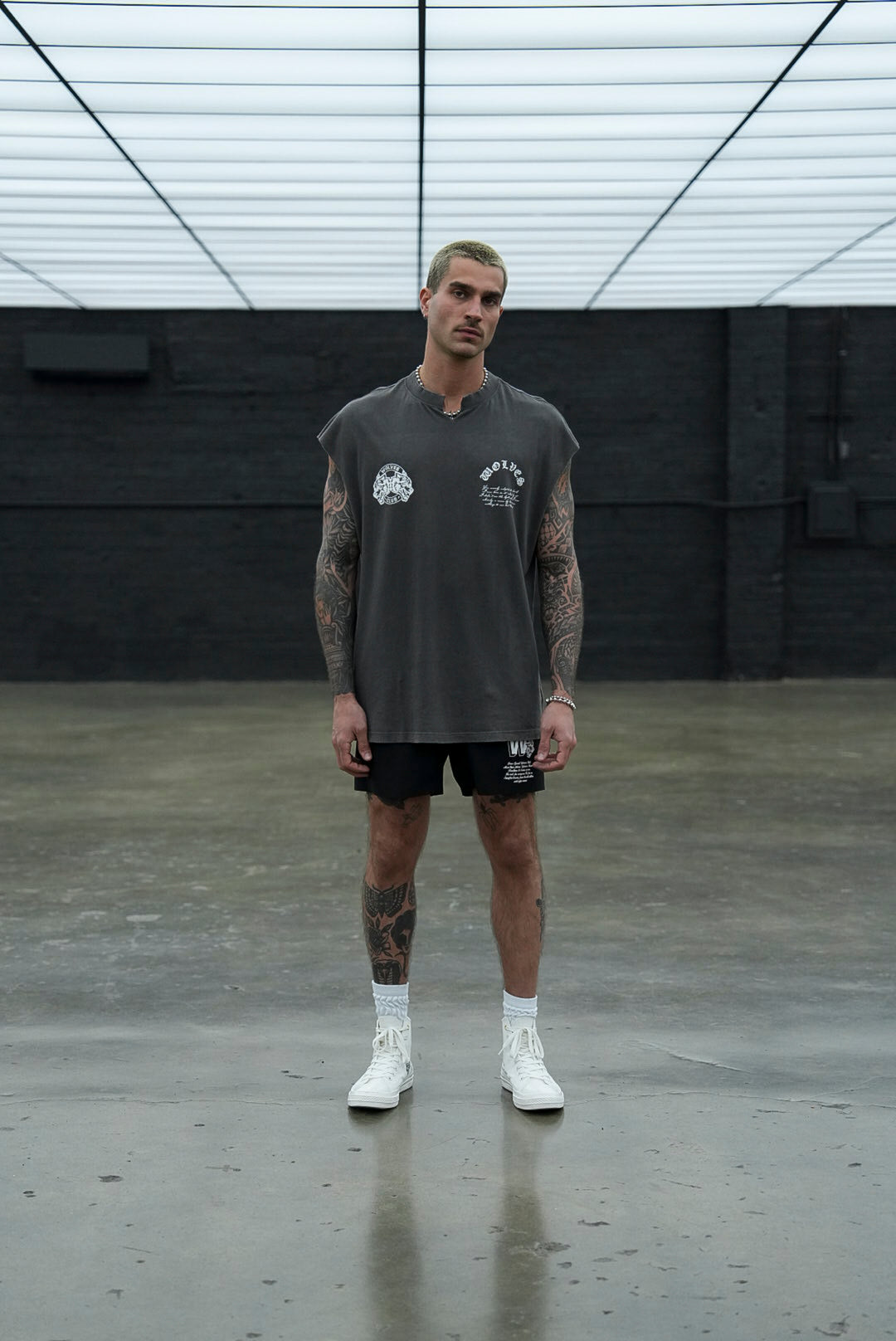 Born In It V2 "Dempsey" Muscle Tee in Wolf Gray