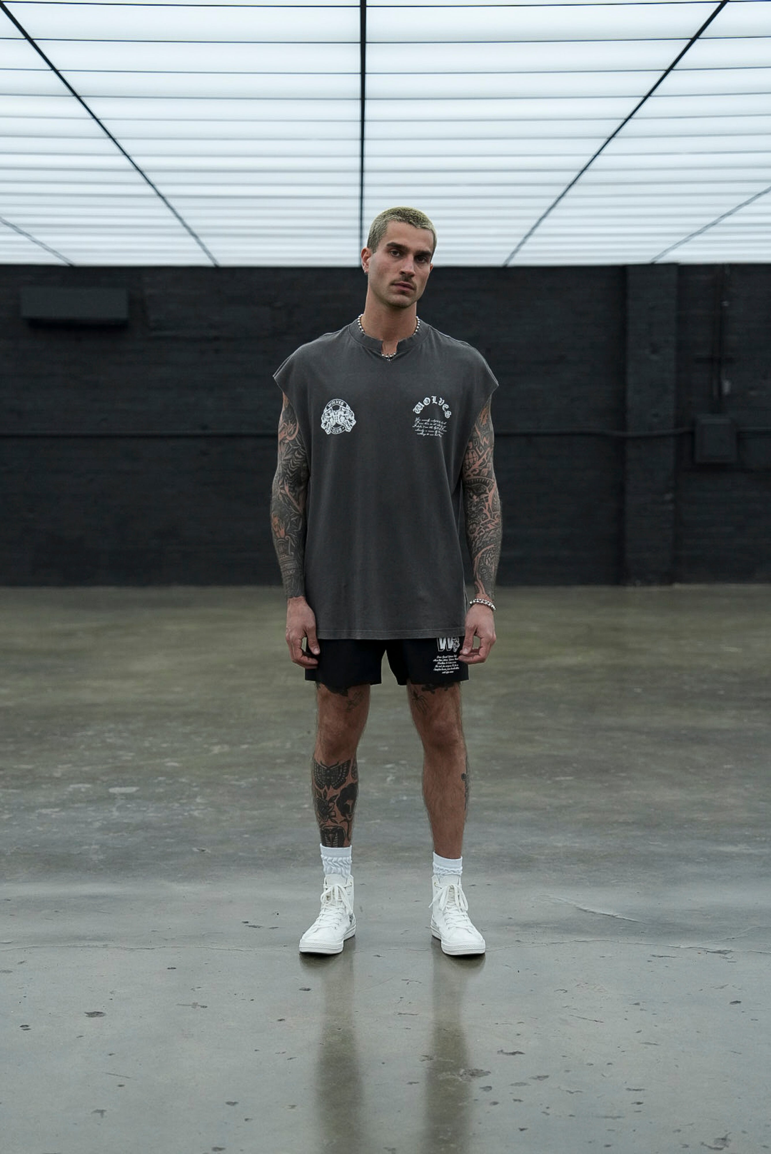 Born In It V2 "Dempsey" Muscle Tee in Wolf Gray