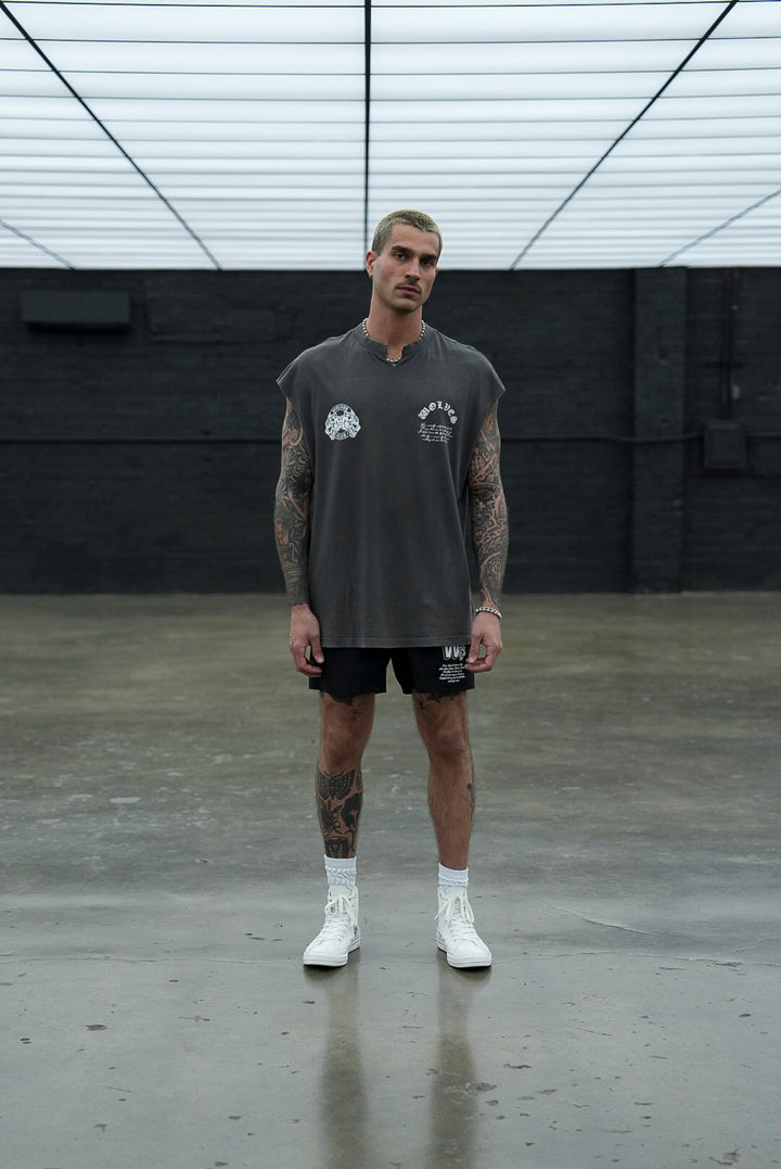Born In It V2 "Dempsey" Muscle Tee in Wolf Gray