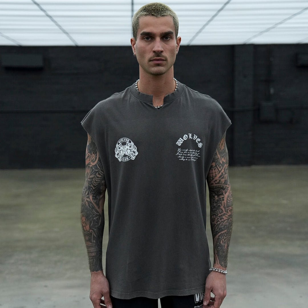 Born In It V2 "Dempsey" Muscle Tee in Wolf Gray