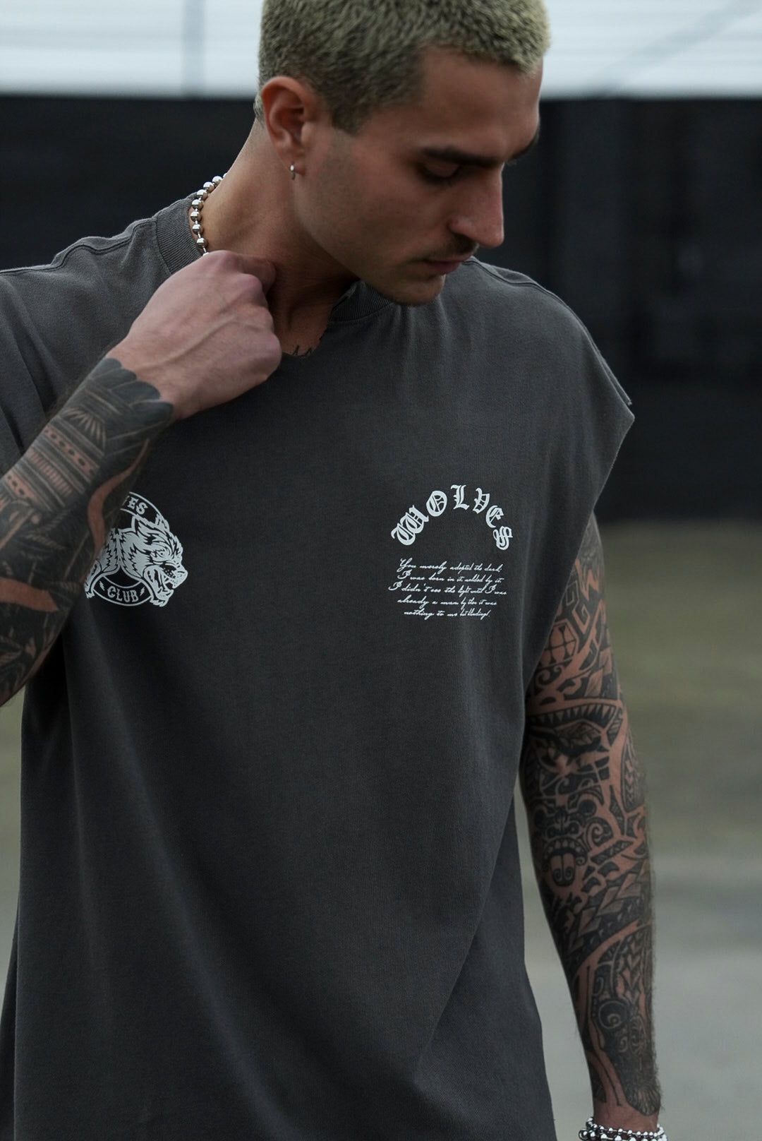 Born In It V2 "Dempsey" Muscle Tee in Wolf Gray