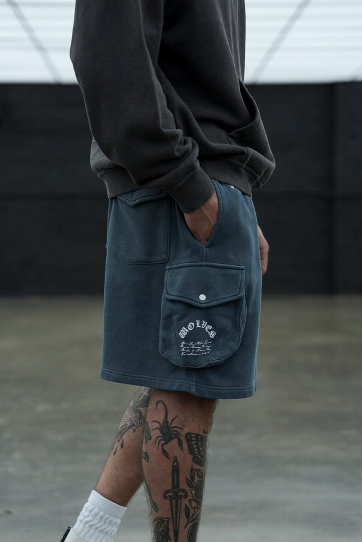Chopper Batman Cornell Cargo Sweat Shorts in Gotham Blue