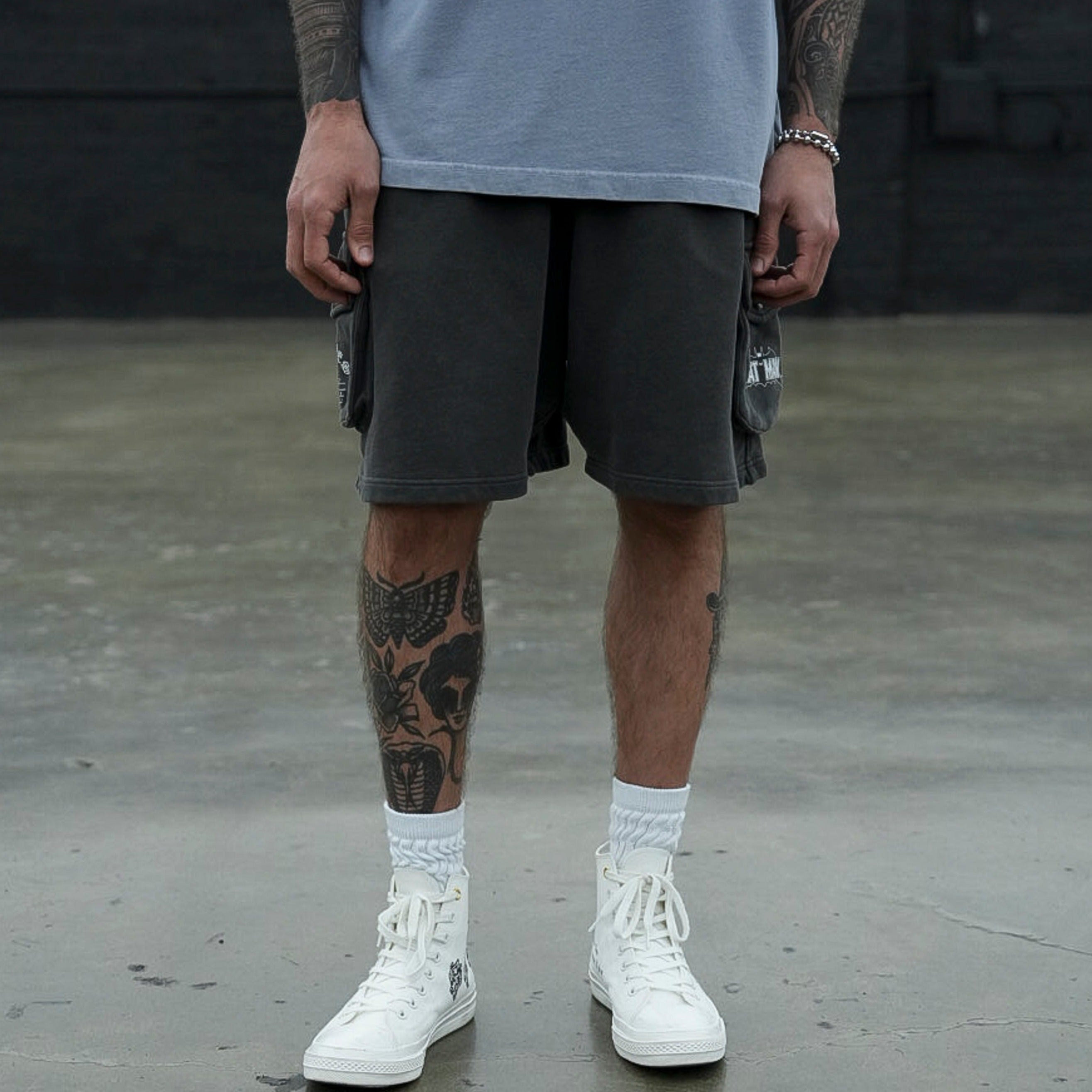 Chopper Batman Cornell Cargo Sweat Shorts in Wolf Gray