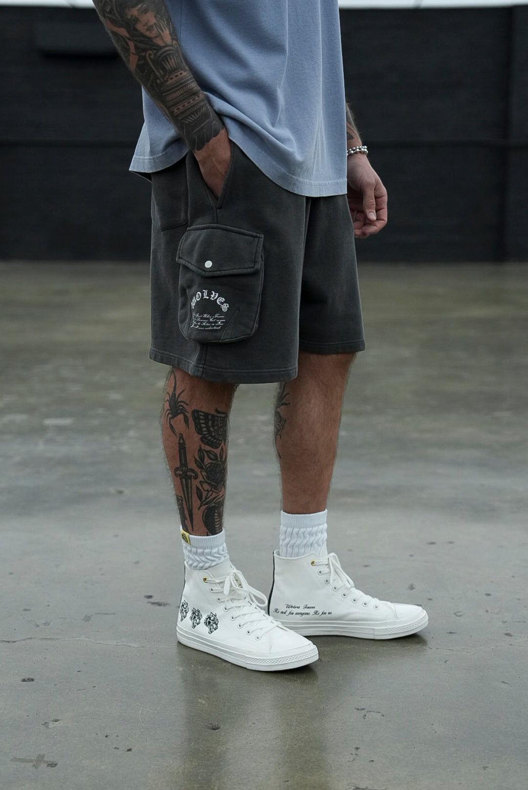 Chopper Batman Cornell Cargo Sweat Shorts in Wolf Gray