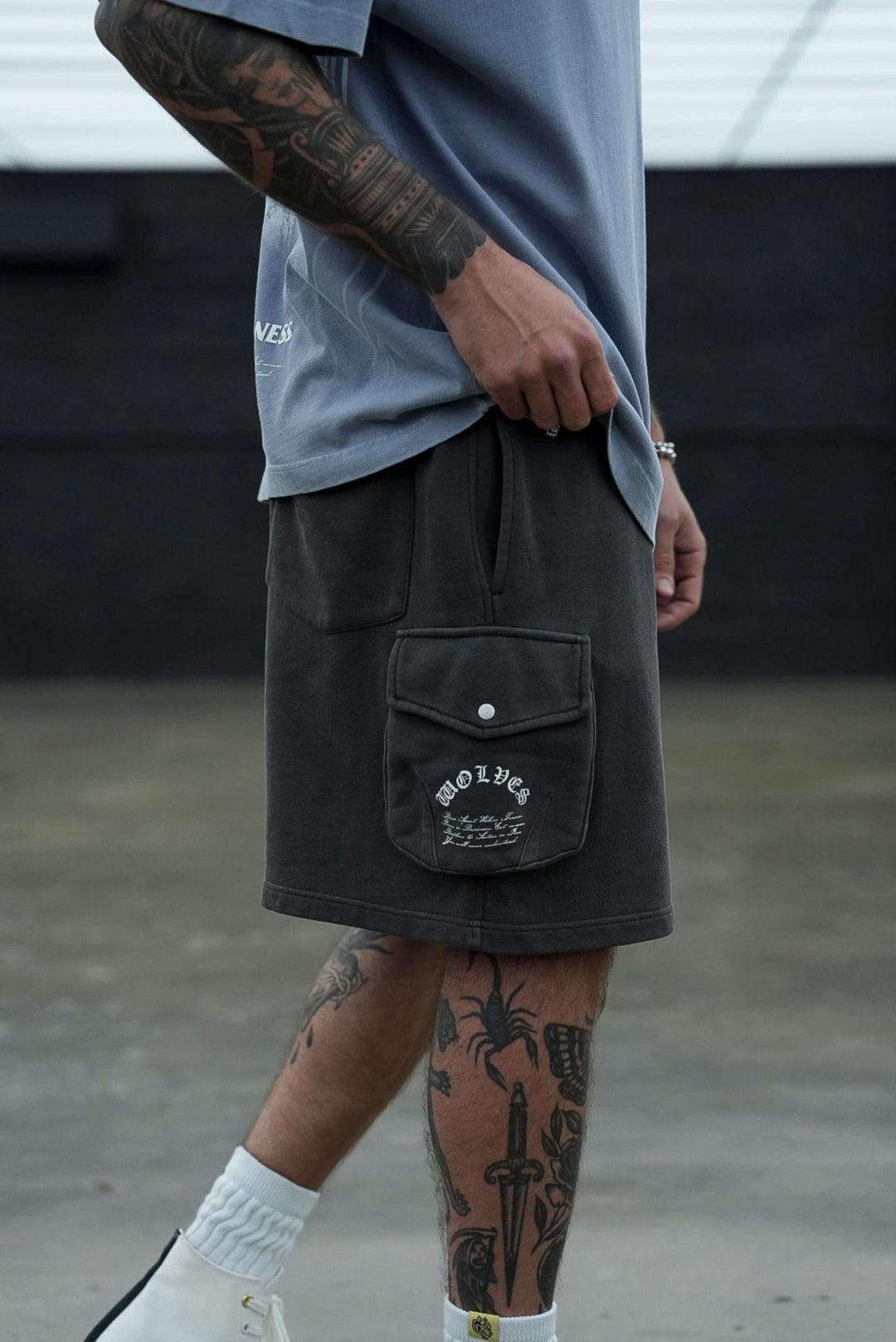 Chopper Batman Cornell Cargo Sweat Shorts in Wolf Gray