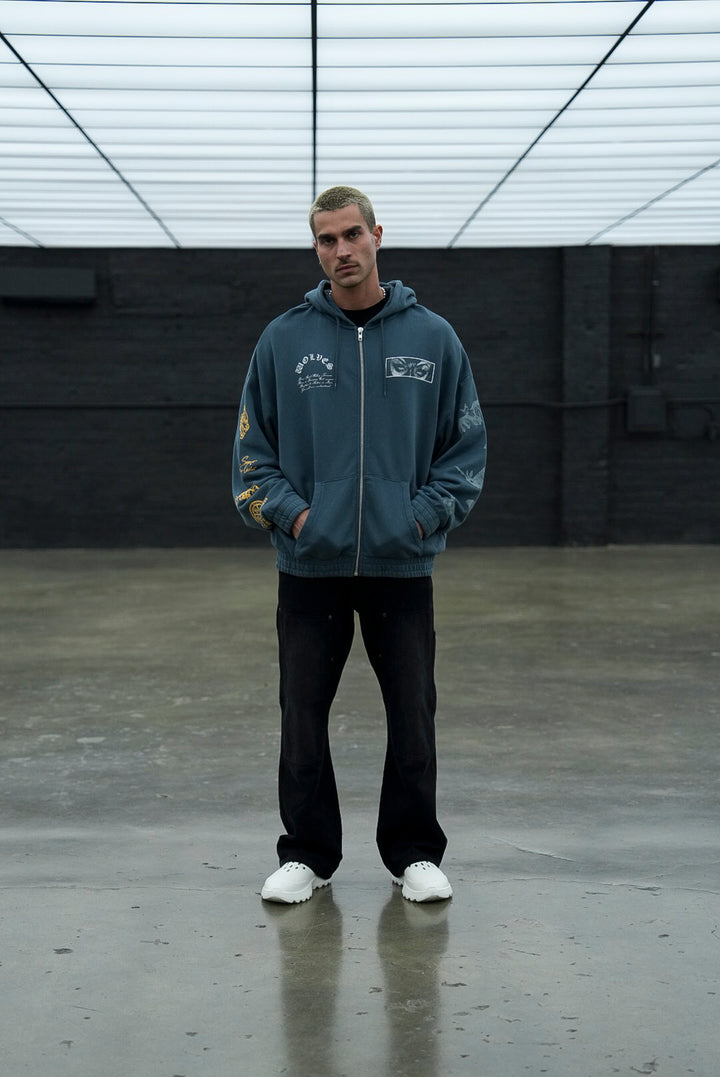 Villain "Chambers" Zip Hoodie in Gotham Blue