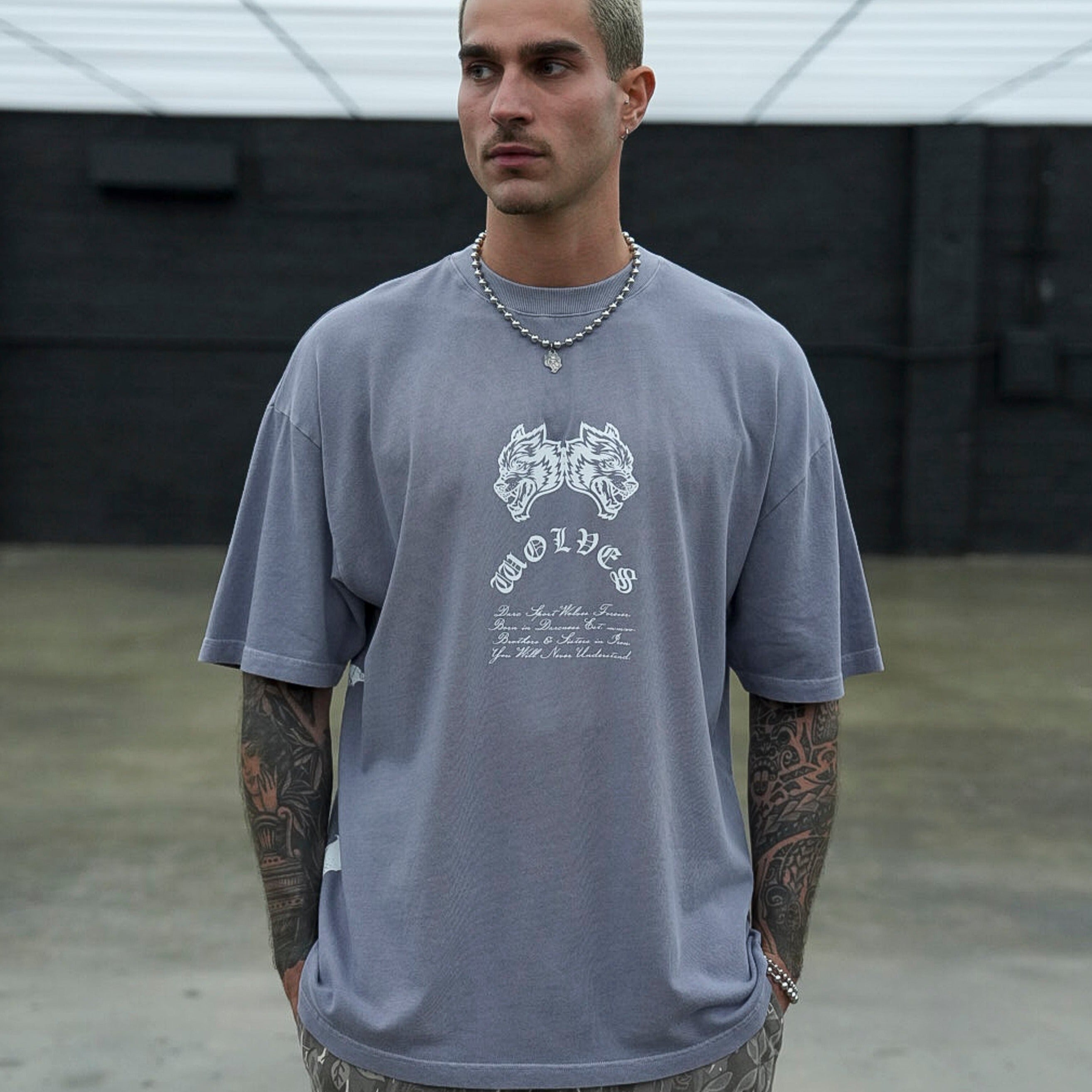 Darc Cave "Premium" Oversized Tee in Purple Stone
