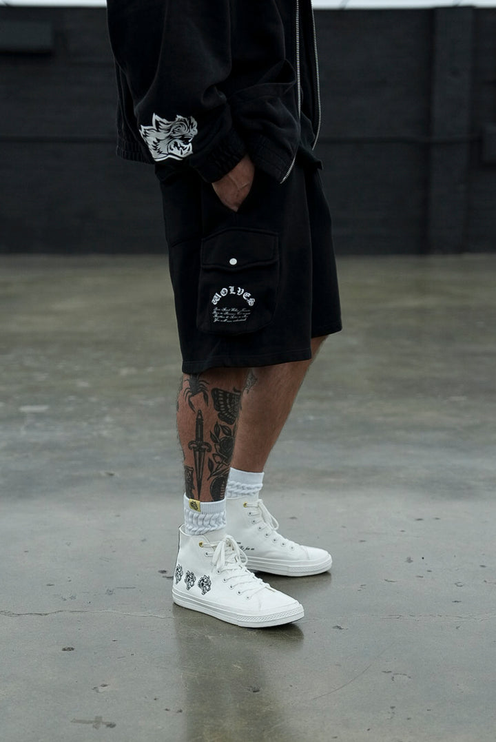 Chopper Batman Cornell Cargo Sweat Shorts in Black