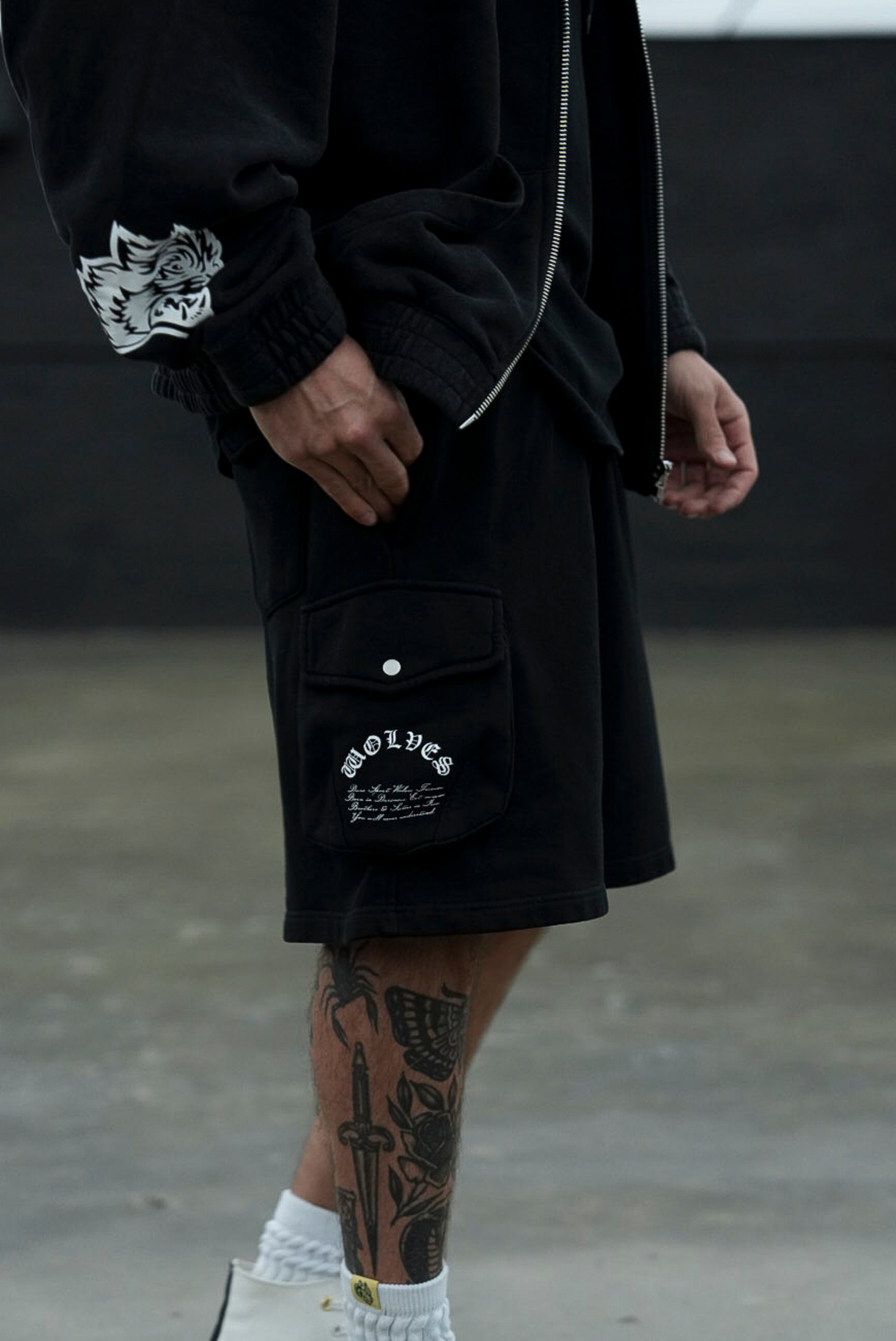 Chopper Batman Cornell Cargo Sweat Shorts in Black