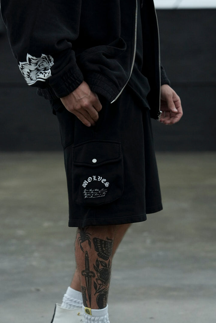 Chopper Batman Cornell Cargo Sweat Shorts in Black