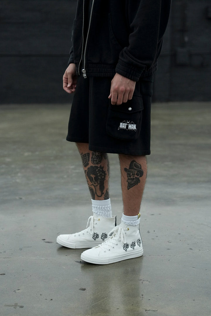 Chopper Batman Cornell Cargo Sweat Shorts in Black