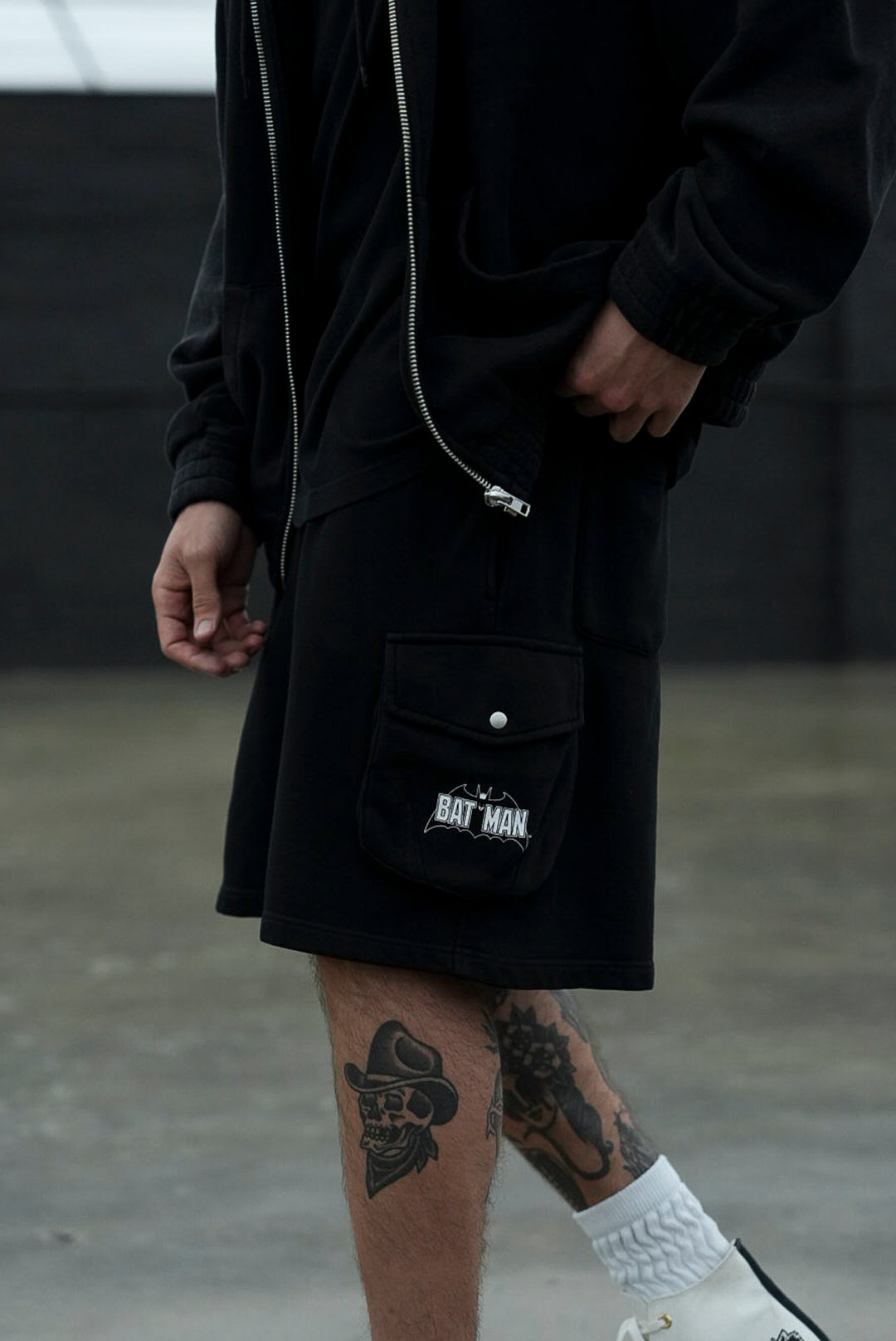 Chopper Batman Cornell Cargo Sweat Shorts in Black