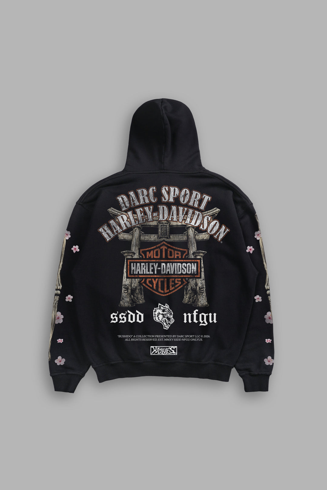 Mori Blossom Bishop Hoodie in Black Drift Wash