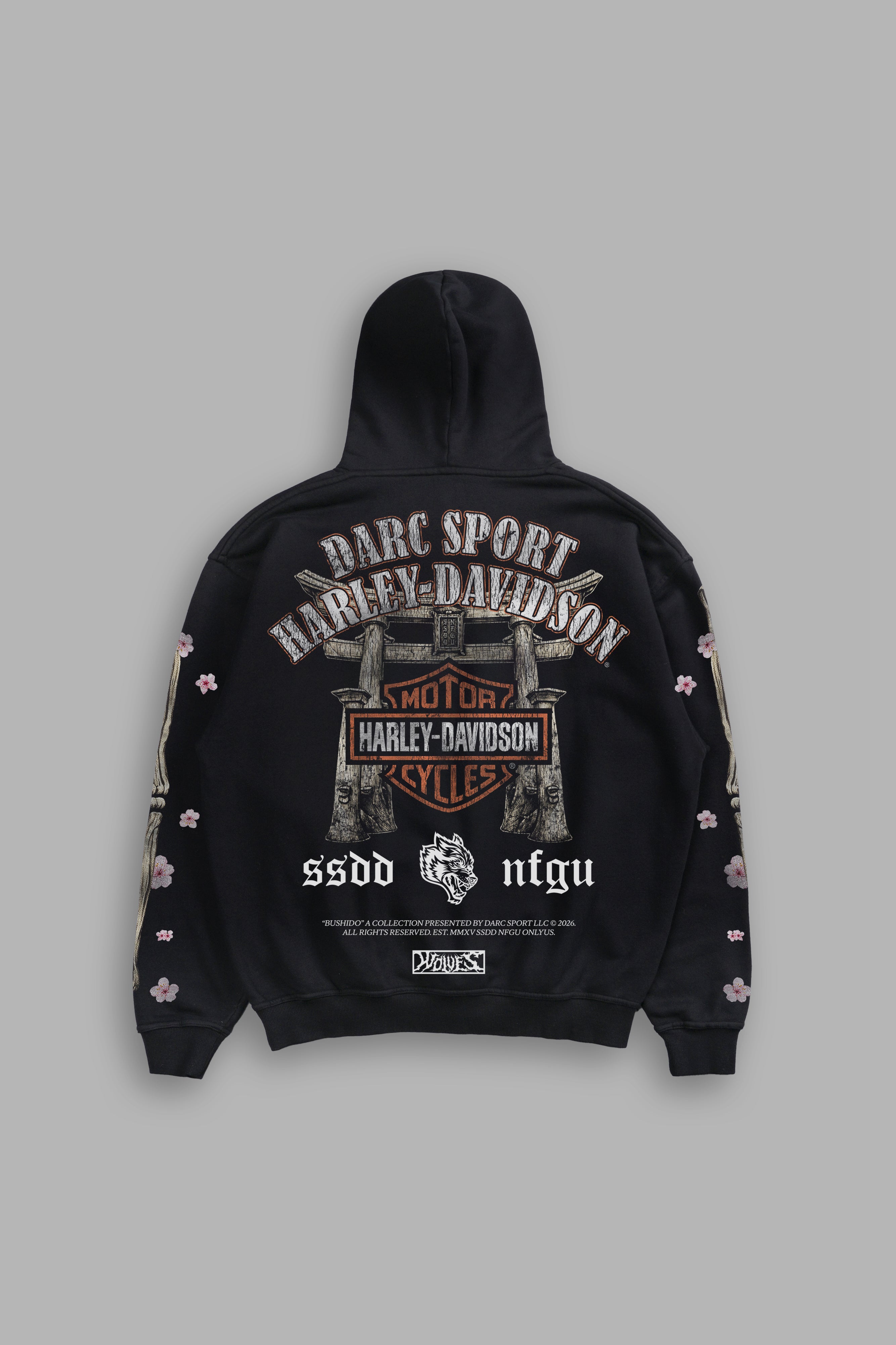 Mori Blossom Bishop Hoodie in Black Drift Wash