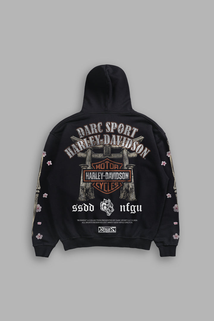 Mori Blossom Bishop Hoodie in Black Drift Wash