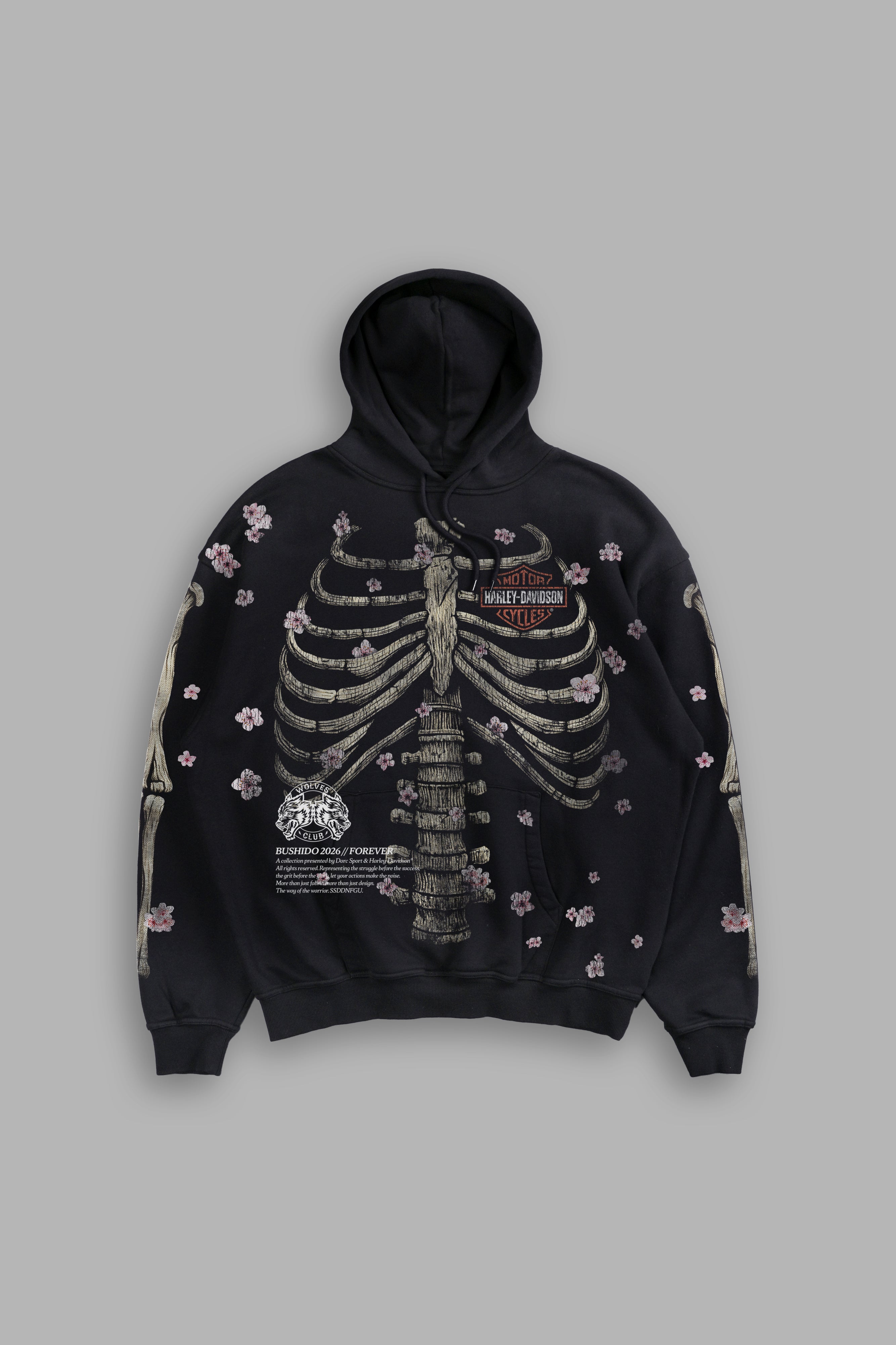 Mori Blossom Bishop Hoodie in Black Drift Wash