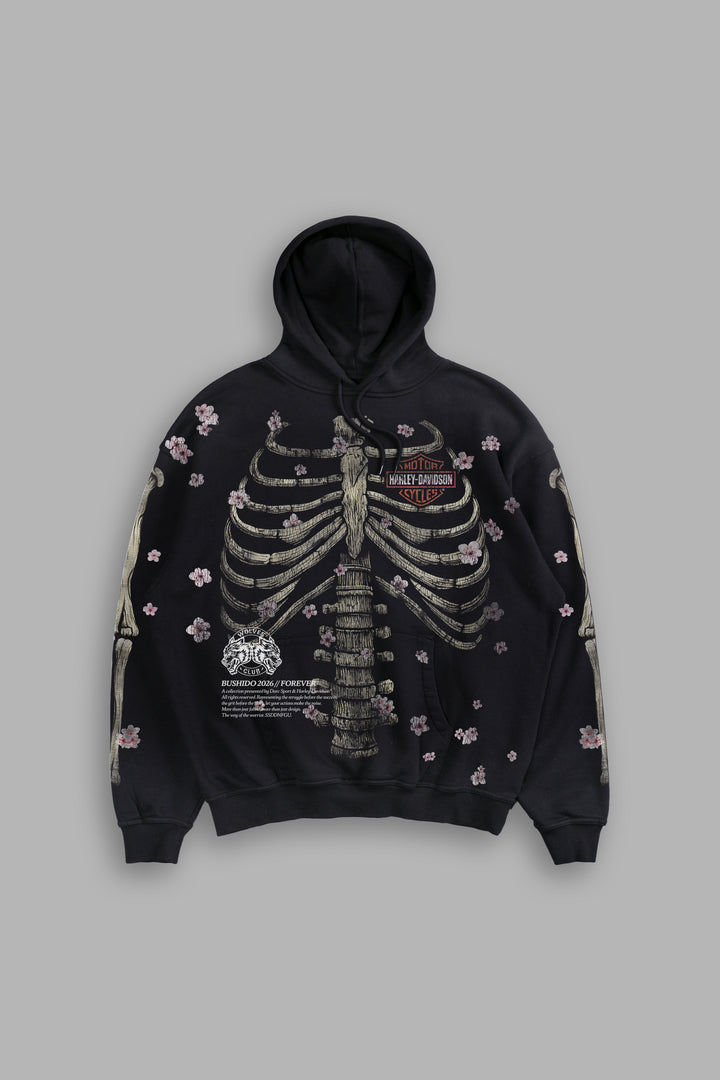 Mori Blossom Bishop Hoodie in Black Drift Wash