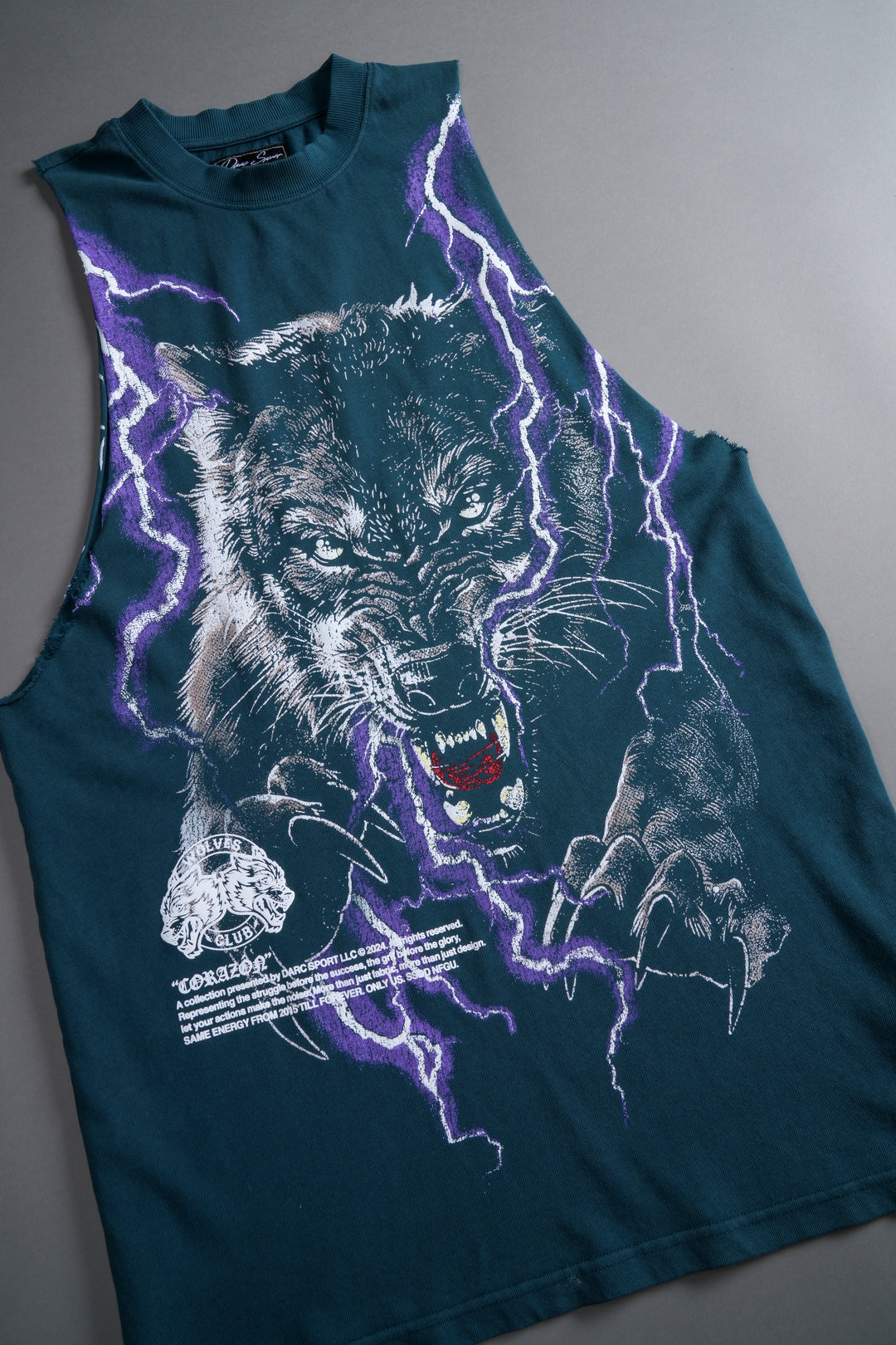 Trust Your Instinct "Vintage Tommy" Muscle Tee in Darc Ocean/Purple Lightning