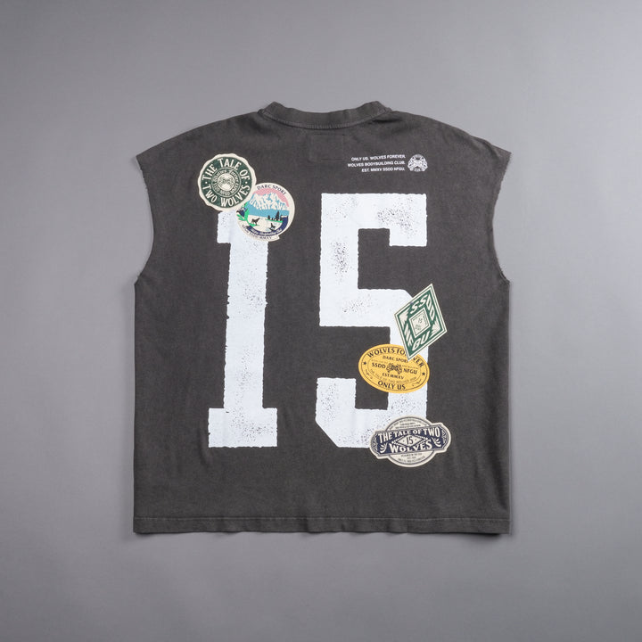 Renowned "Premium Vintage" Box Cut Muscle Tee in Wolf Gray