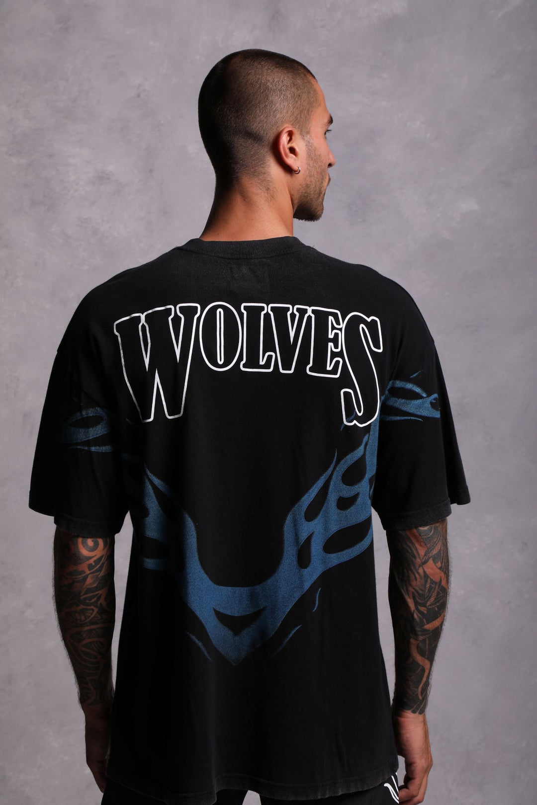 Moth To A Flame "Premium Vintage" Oversized Unisex Tee in Black/Blue