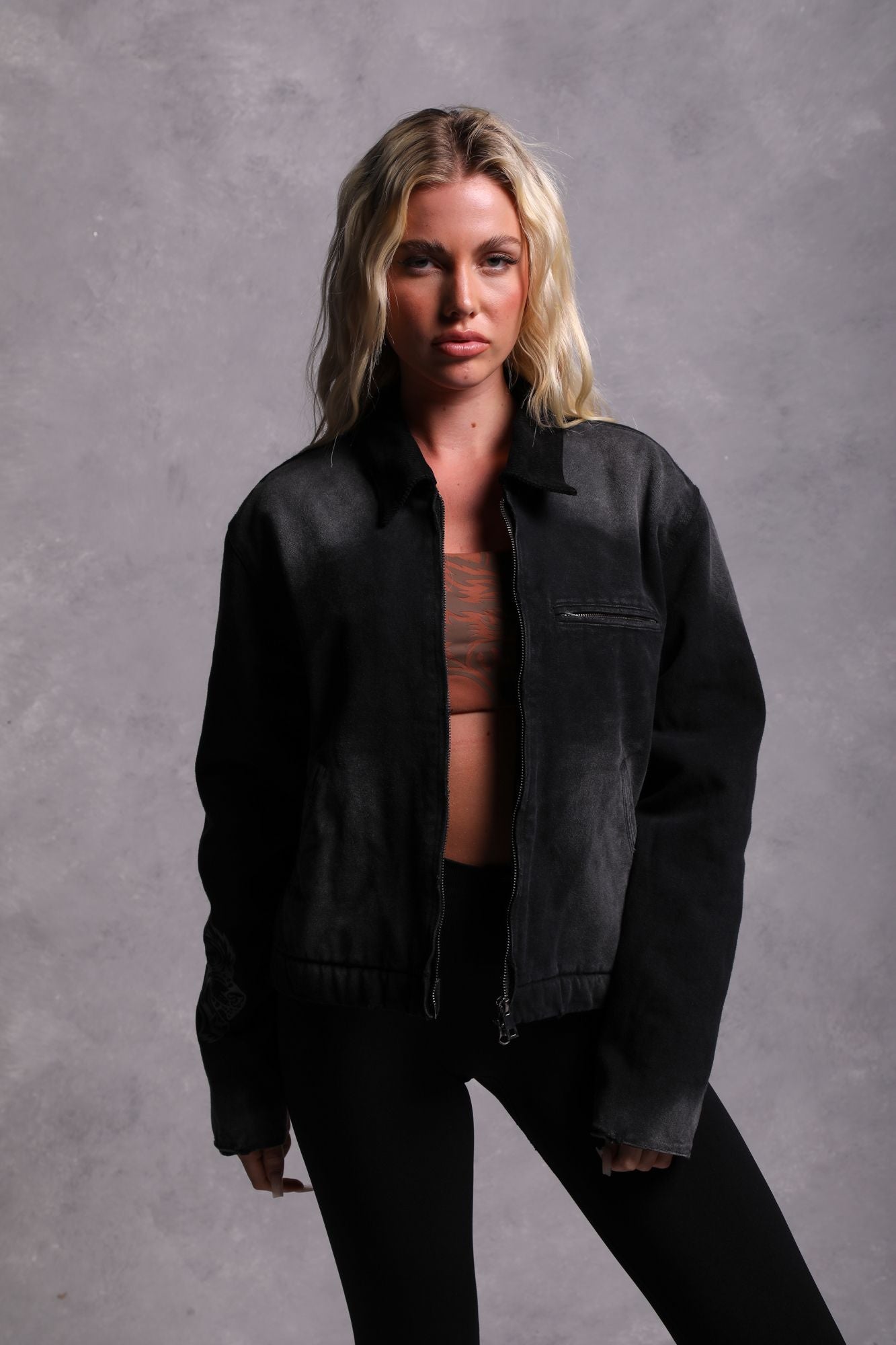 Been Through It Cropped Hard Work Jacket in Distressed Black