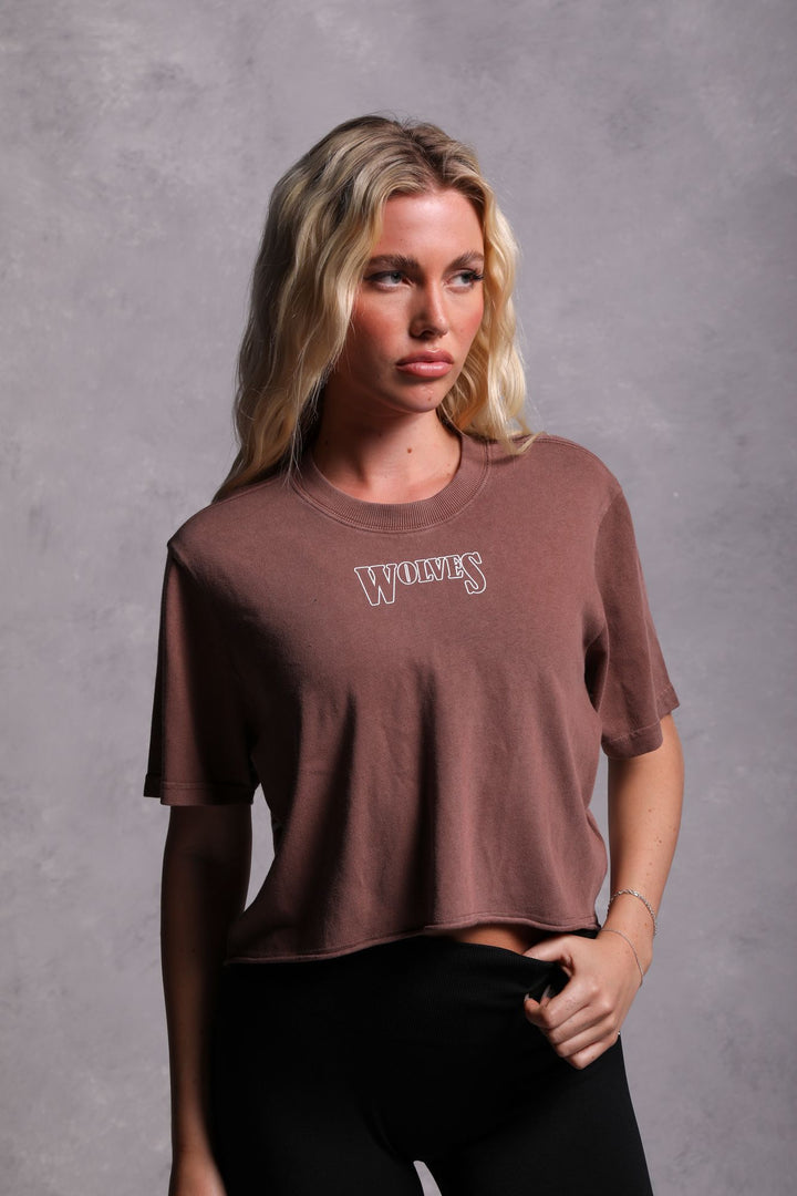 Flames "Premium Vintage" (Cropped) Tee in Norse Brown