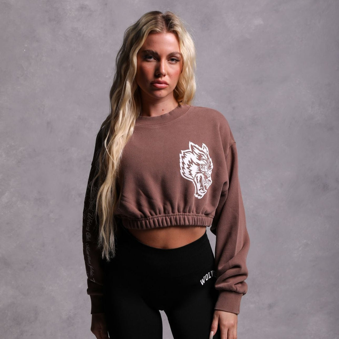 In Our Heart "Vintage Gwen" (Cropped) Crewneck in Norse Brown