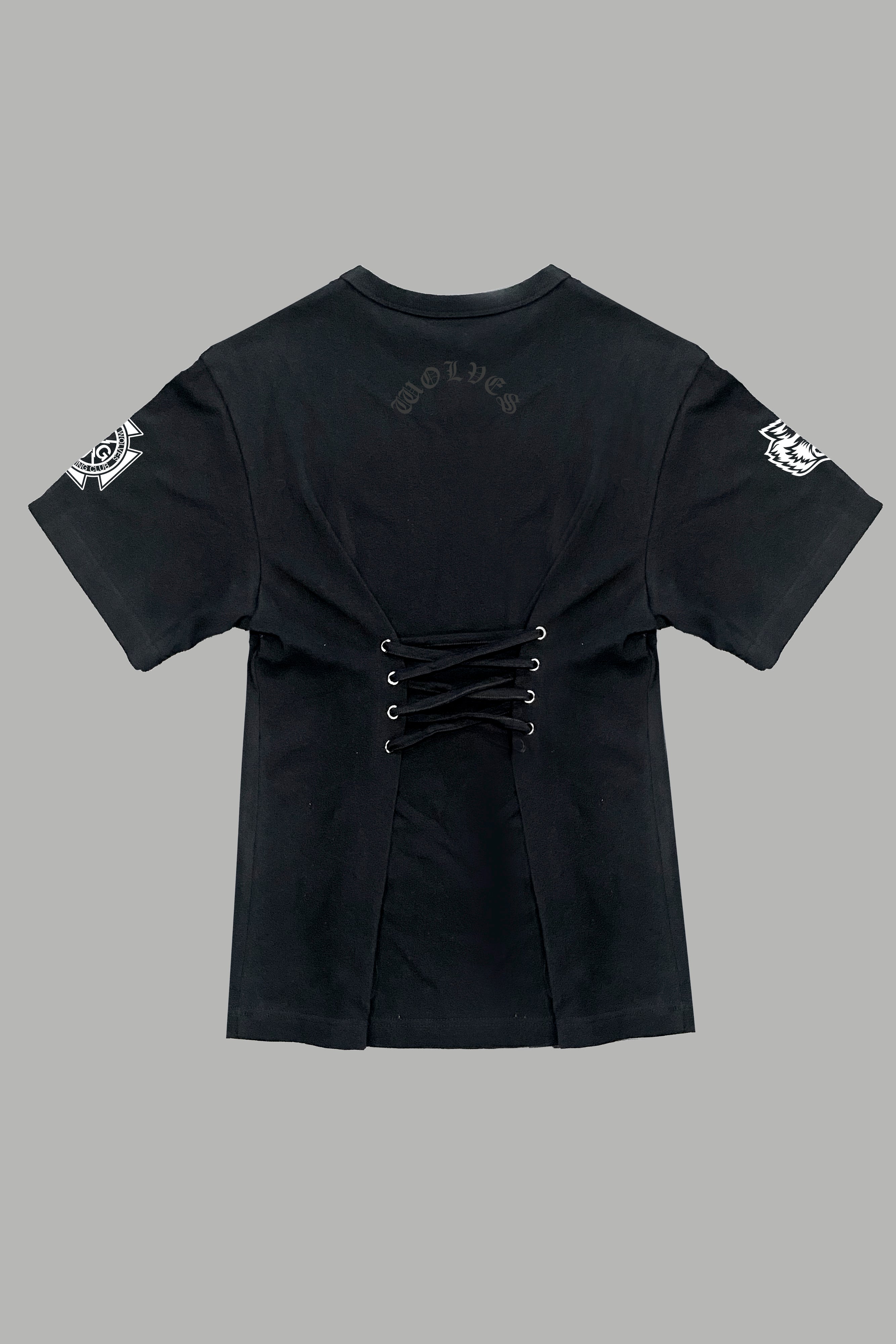 Our Clubs Oversized Lace Up Tee in Black