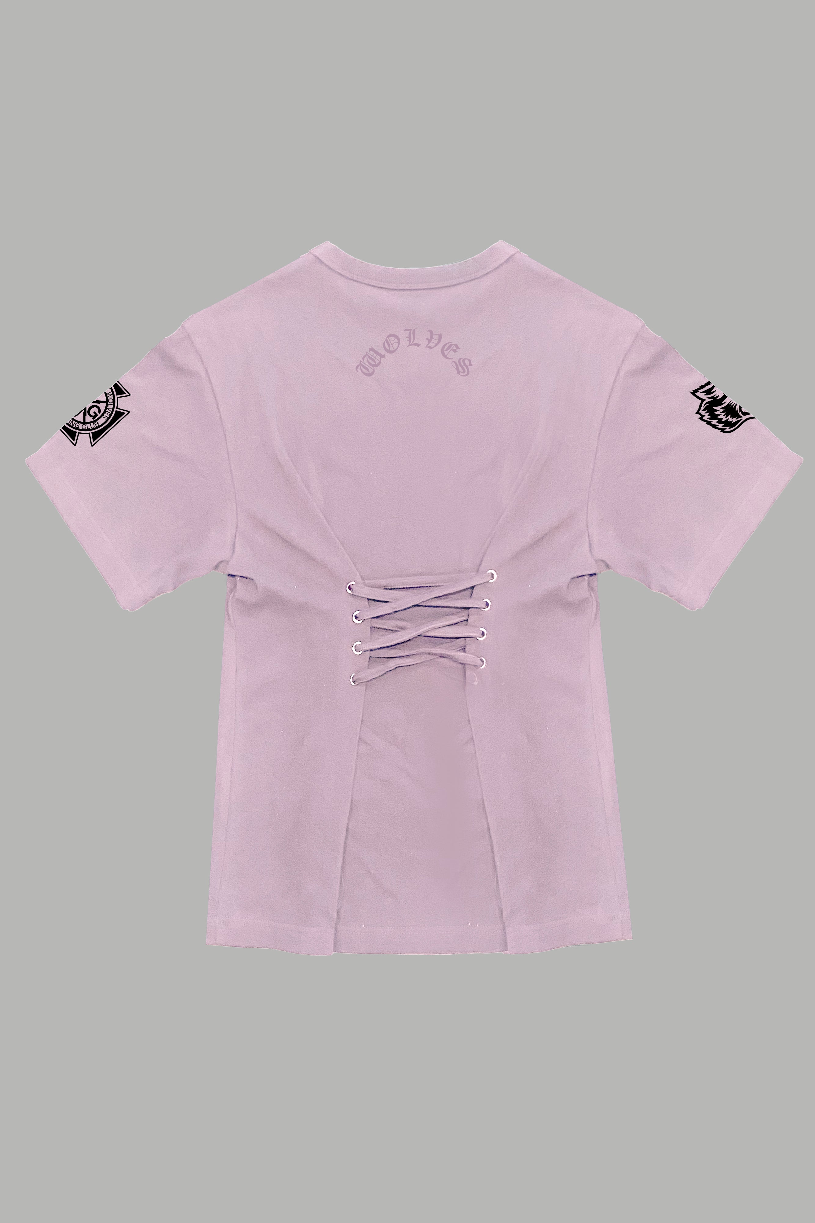 Our Clubs Oversized Lace Up Tee in Blush Pink