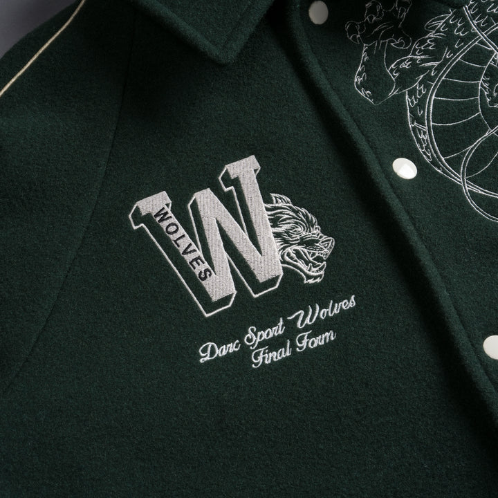 Our Wish Letterman Jacket in Forest Green