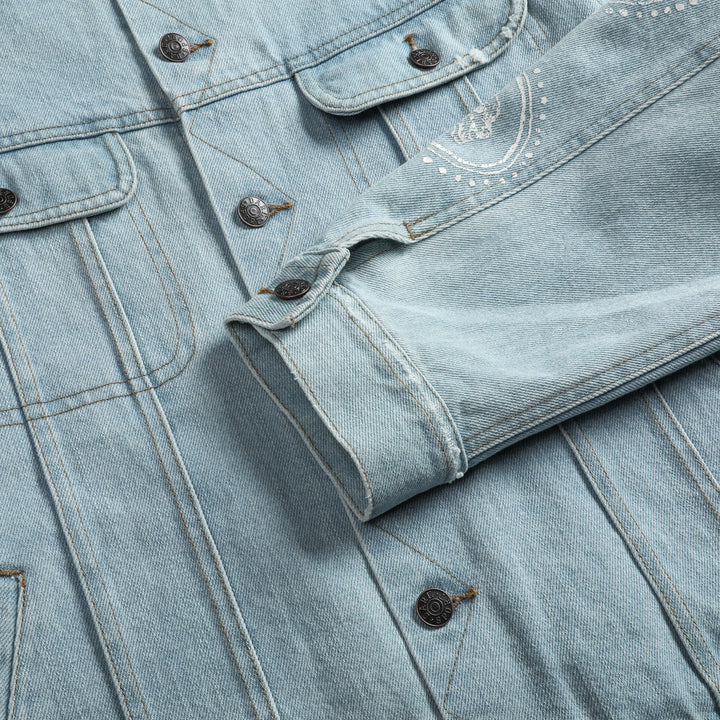 Western Paisley American Denim Jacket in Vintage Denim