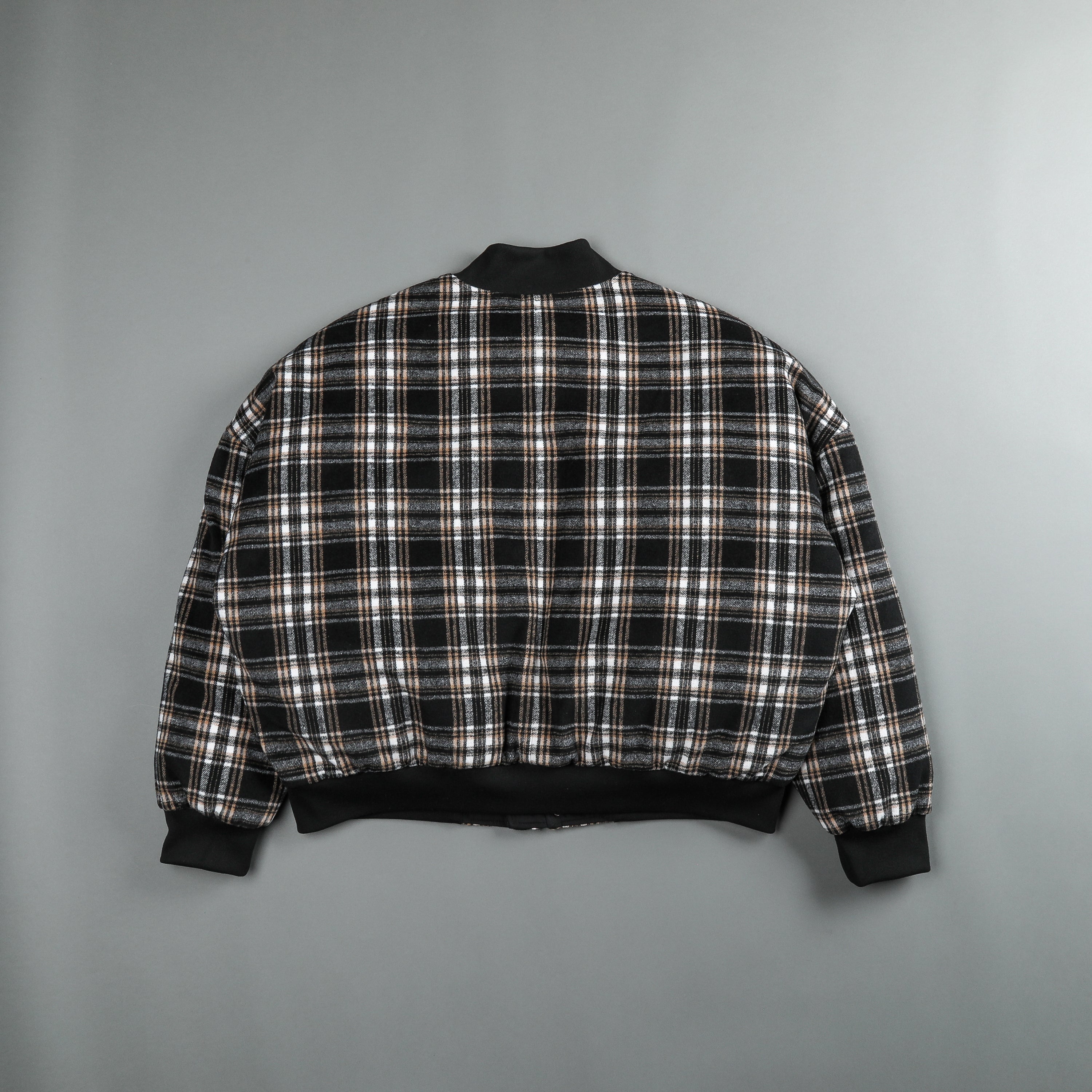 Marked Vicious Plaid Bomber Jacket in Black/Brown Plaid