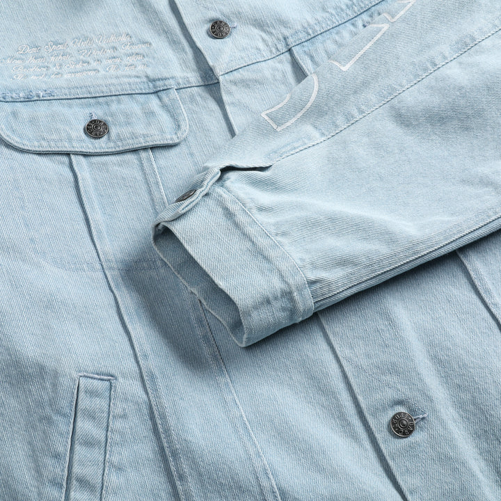 Enter Valhalla Clint American Denim Jacket in Vintage Distressed Blue