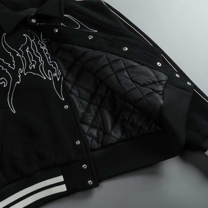 Until Valhalla Roxy Box Cut Rudy Lettermans Jacket in Black