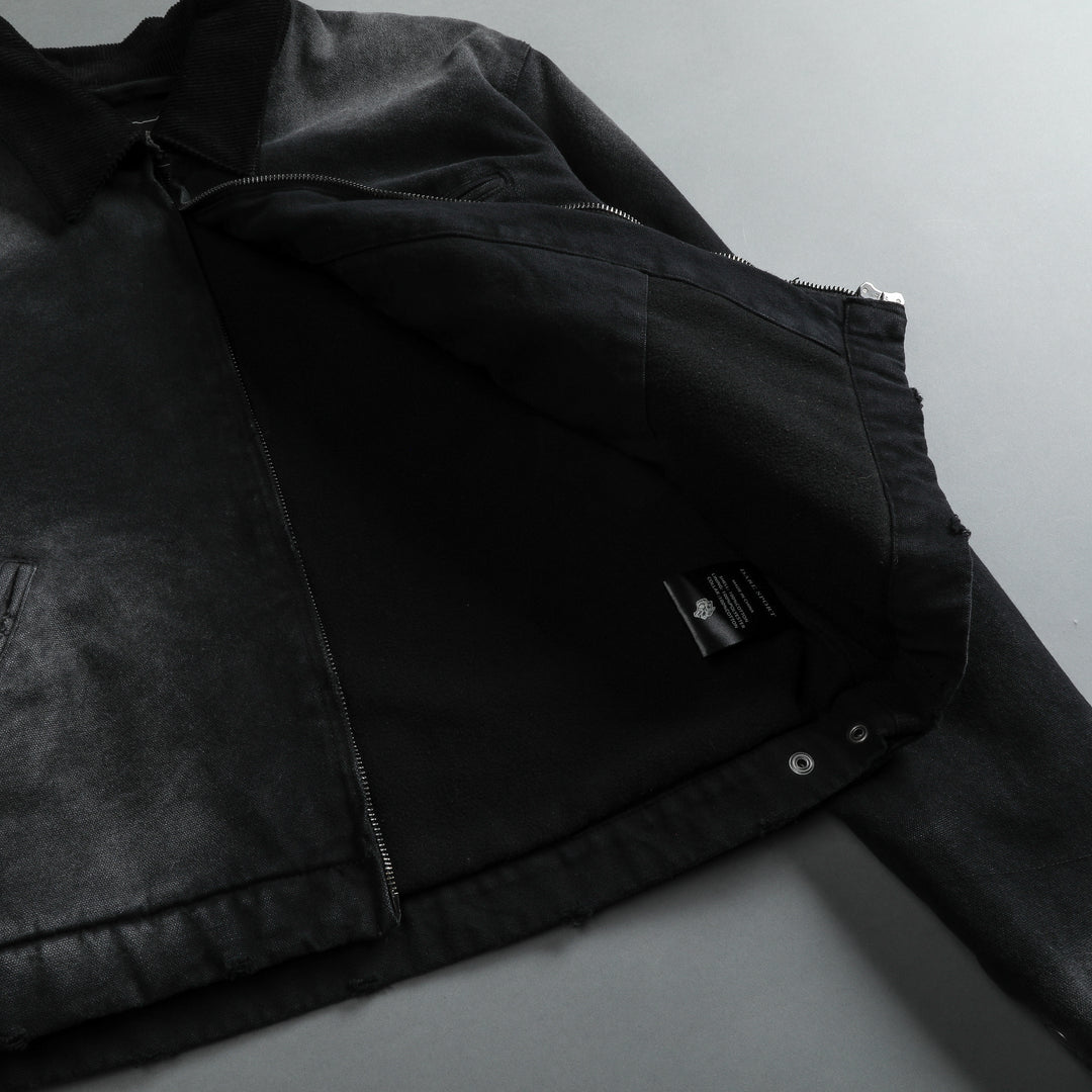Been Through It Cropped Hard Work Jacket in Distressed Black