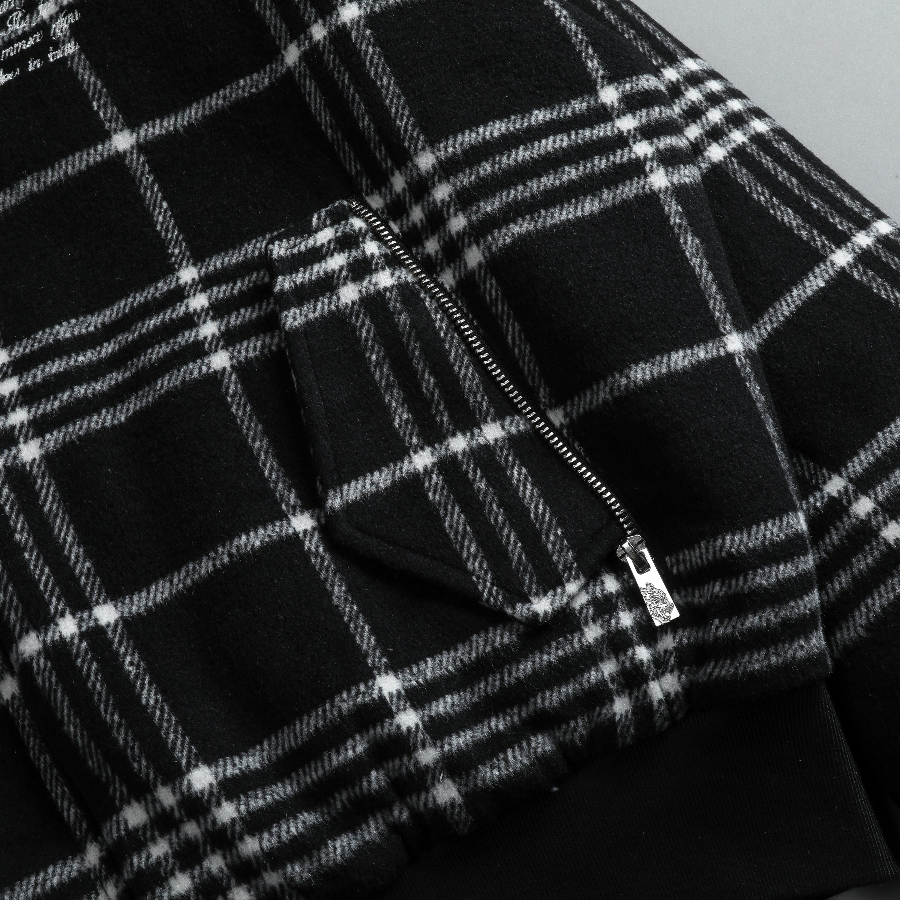 Marked Vicious Plaid Bomber Jacket in Black Plaid