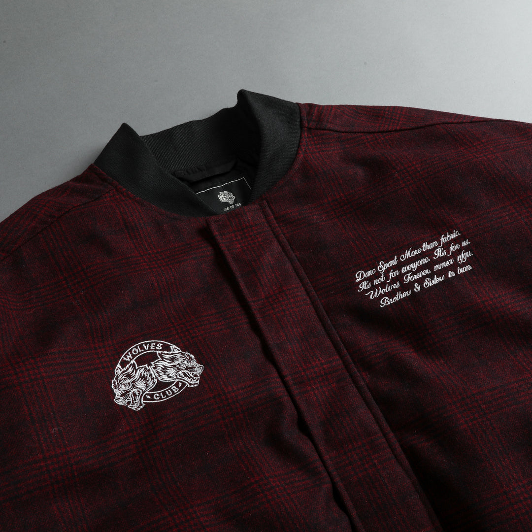 Marked Vicious Plaid Bomber Jacket in Red Plaid