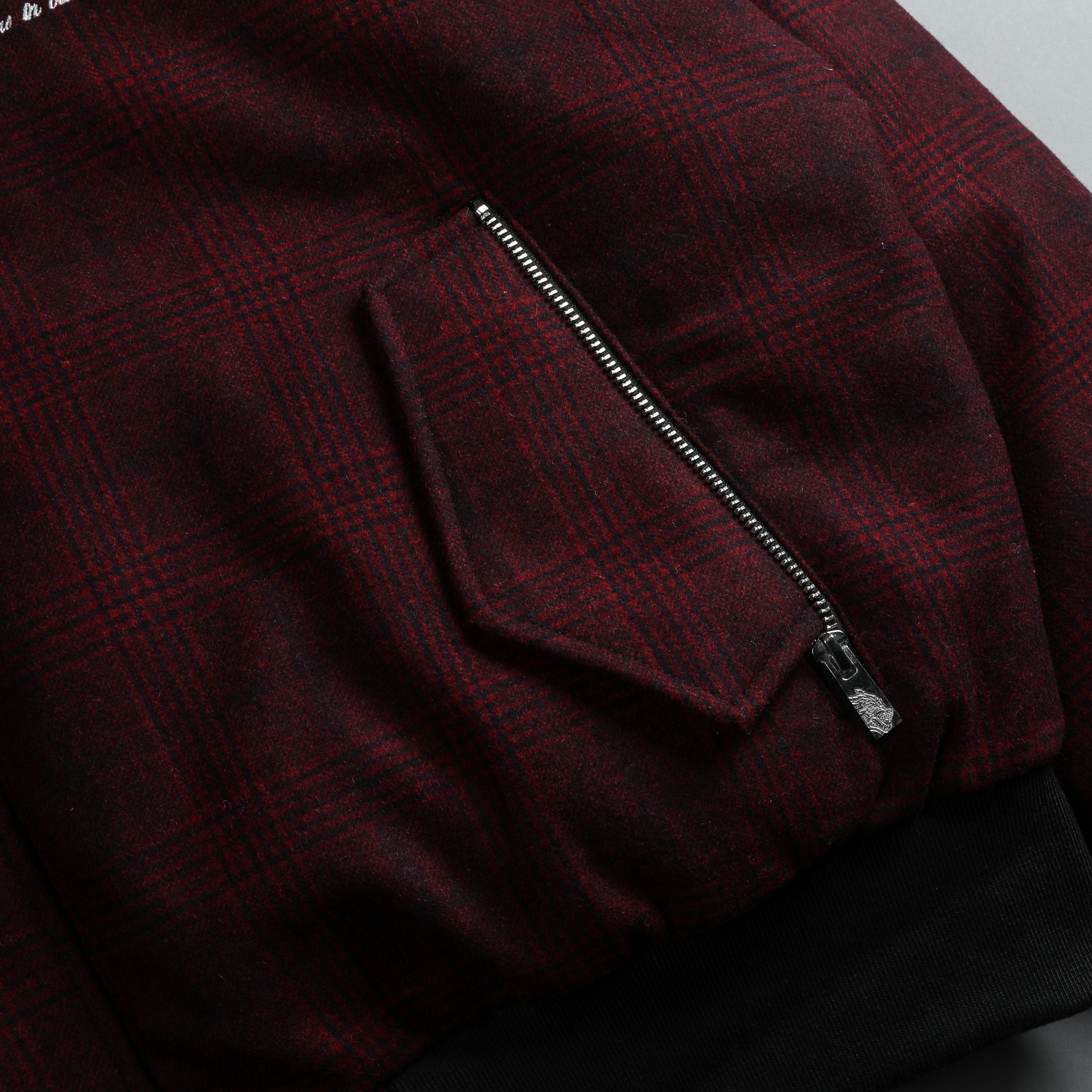 Marked Vicious Plaid Bomber Jacket in Red Plaid