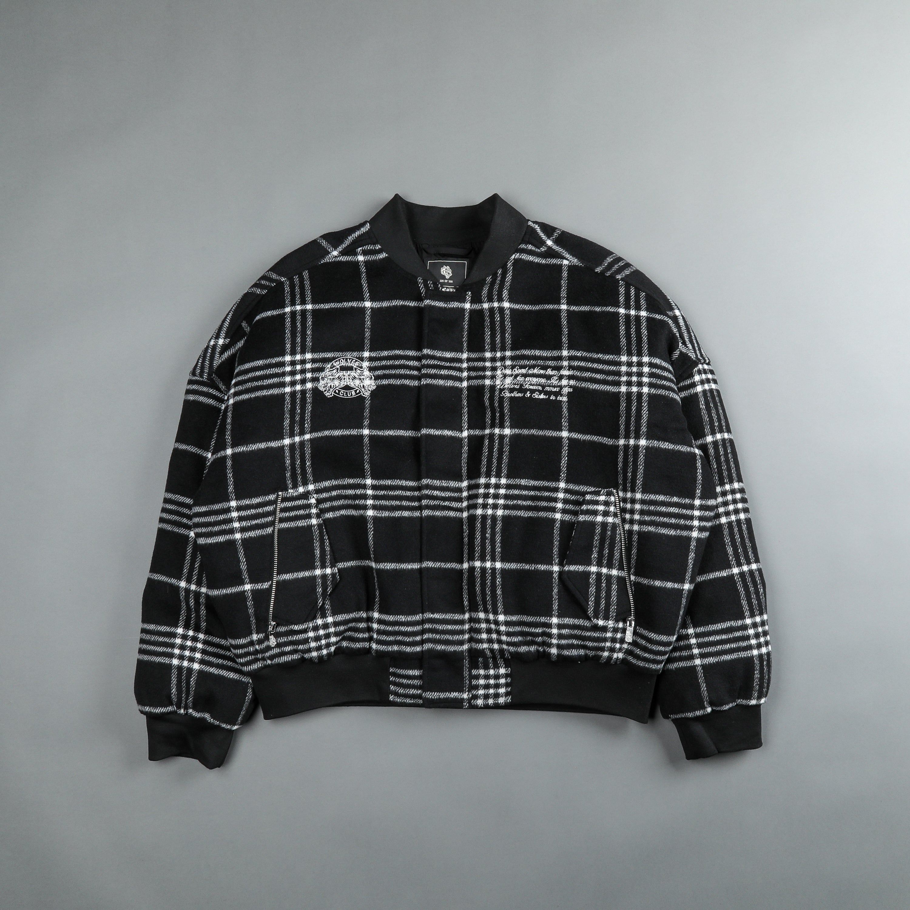 Marked Vicious Plaid Bomber Jacket in Black Plaid