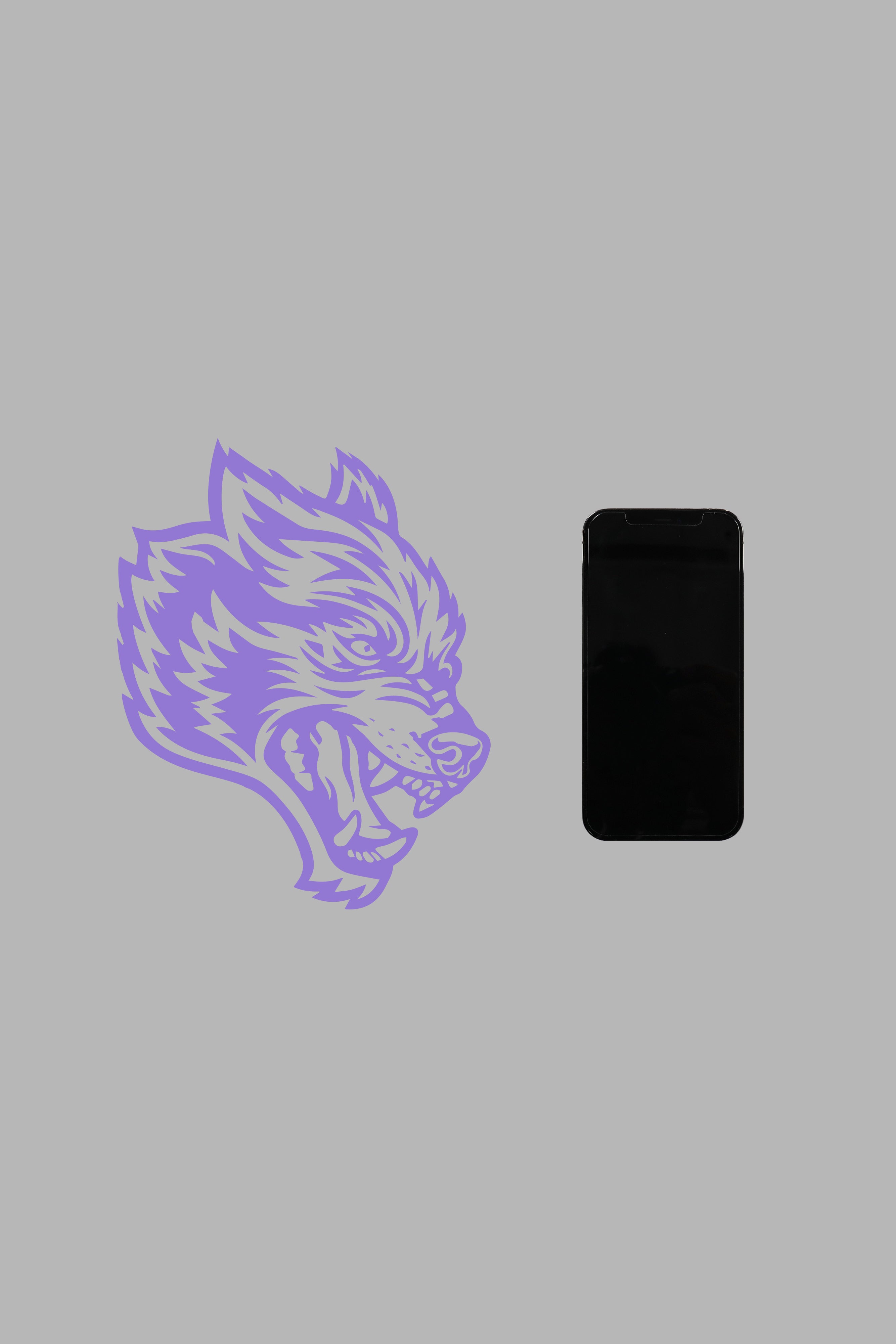 Wolf Head Large Vinyl Decal in Purple