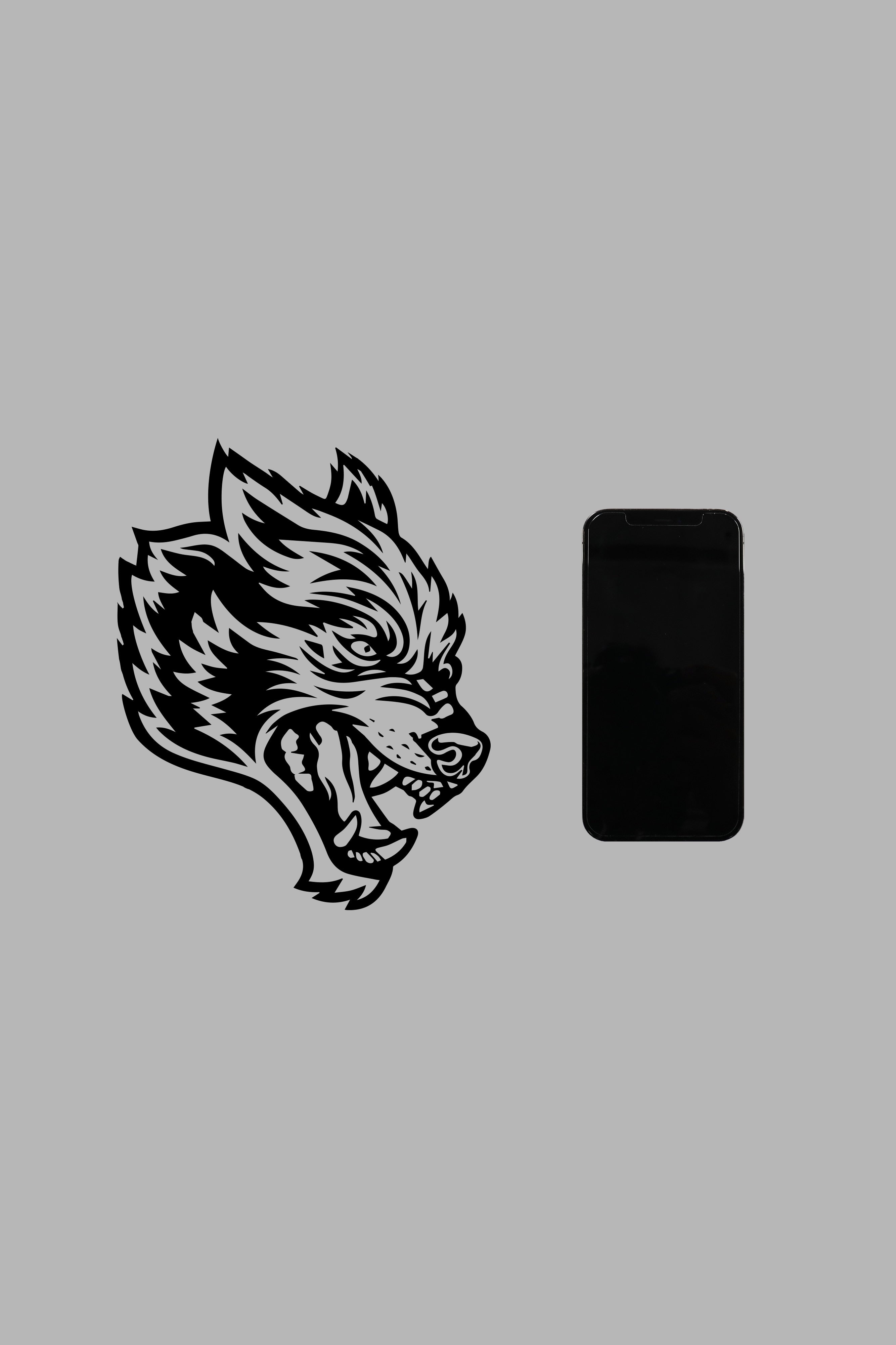 Wolf Head Large Vinyl Decal in Black