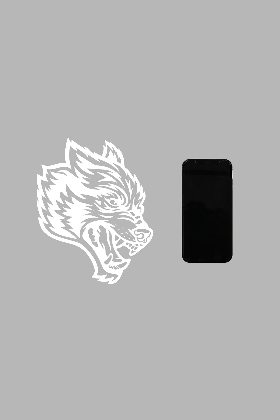 Wolf Head Large Vinyl Decal in White