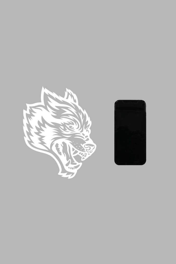 Wolf Head Large Vinyl Decal in White