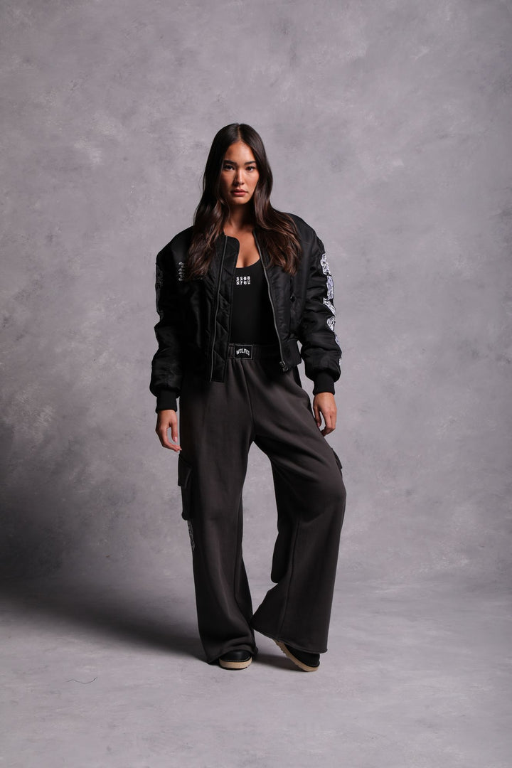 Covered Trin Bomber Jacket in Black